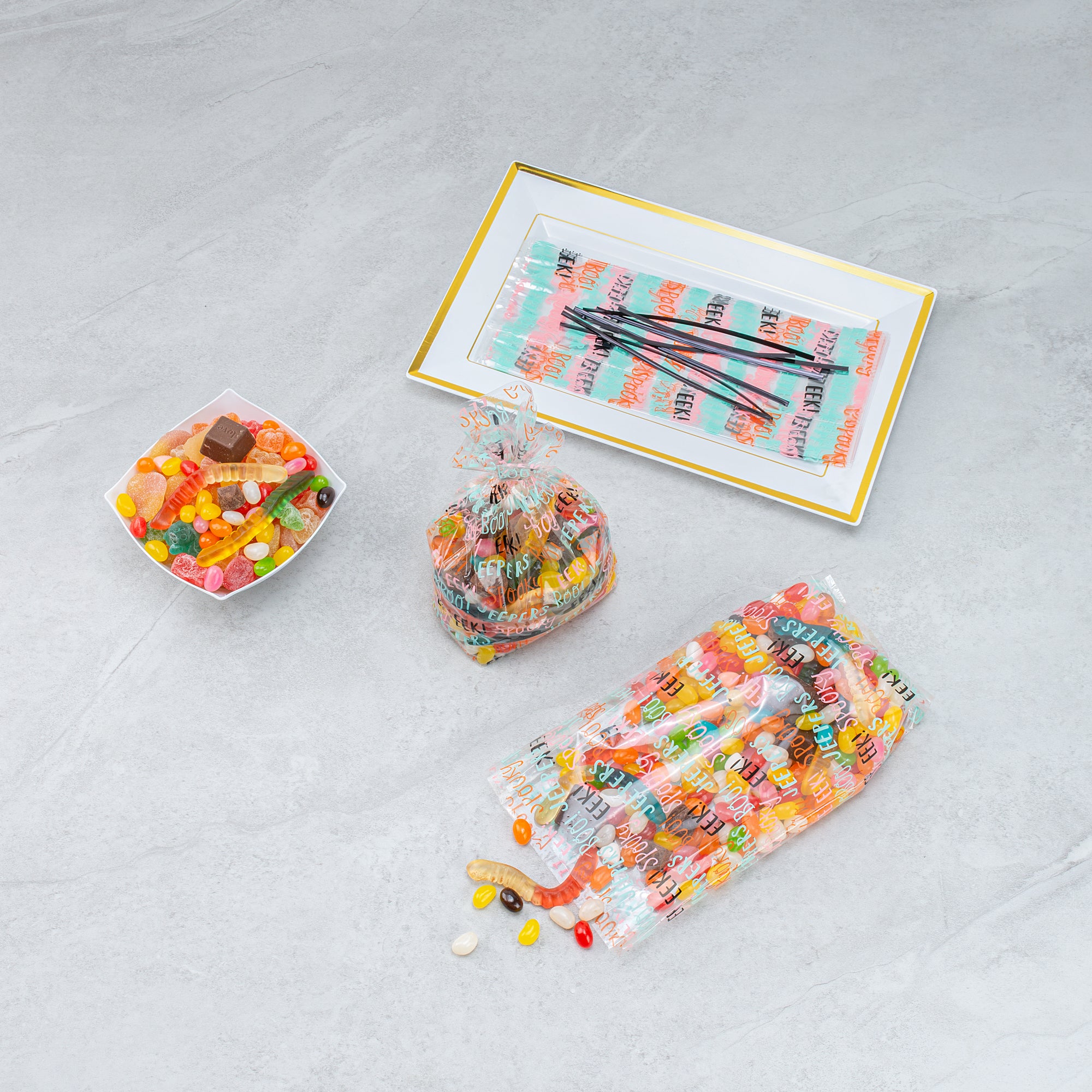 Halloween Plastic Candy Bags with Gusset - 4 x 2 x 9.5 Inches, 4000 Count Bulk Pack - Perfect for Trick or Treat, Party Favors & Candy Storage