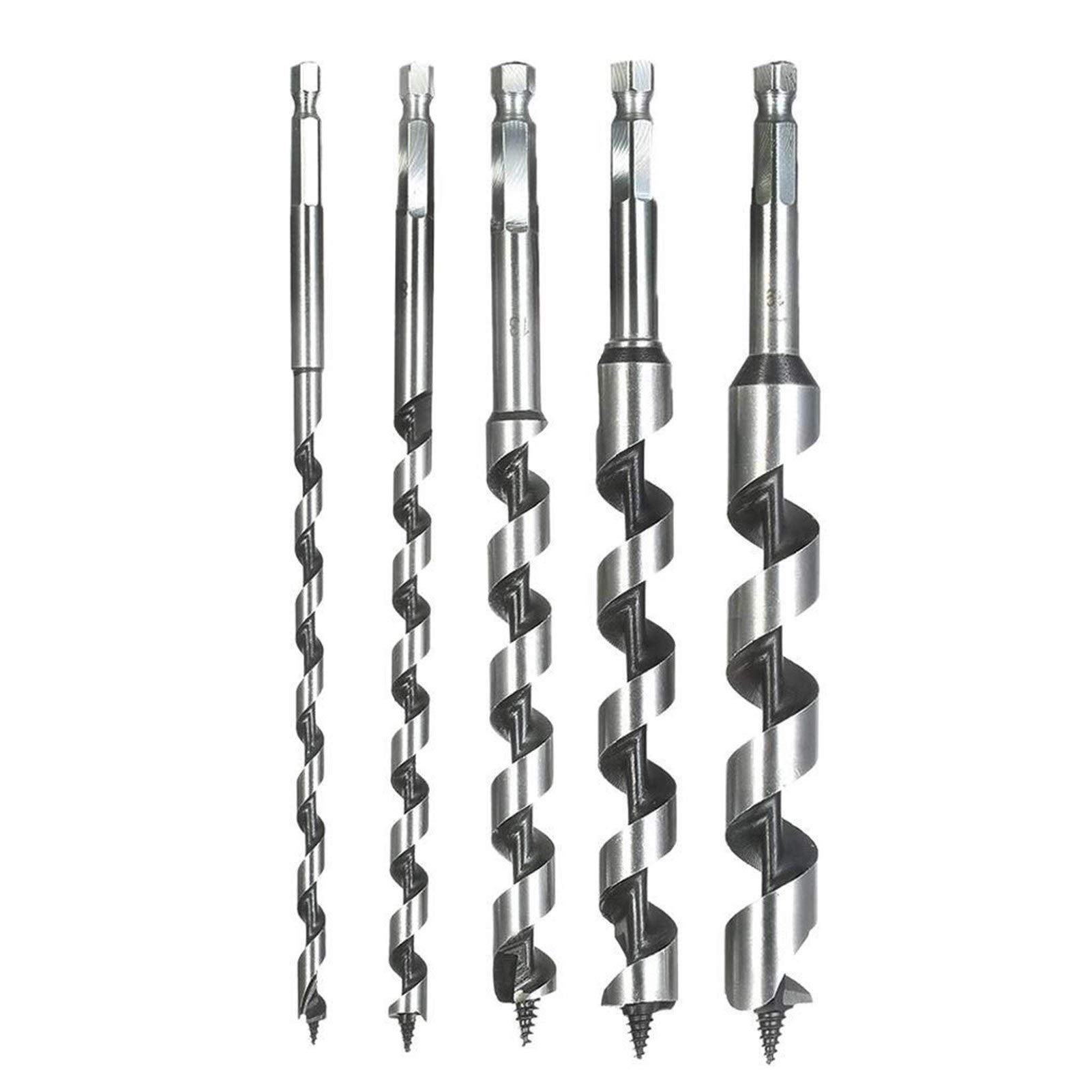 5-Piece Twist Auger Drill Bit Set (M8-M19) - High-Speed Steel Wood & Metal Drill Bits for Woodworking, CNC Metalworking - Perfect for DIY Projects, Furniture Making & Metal Fabrication
