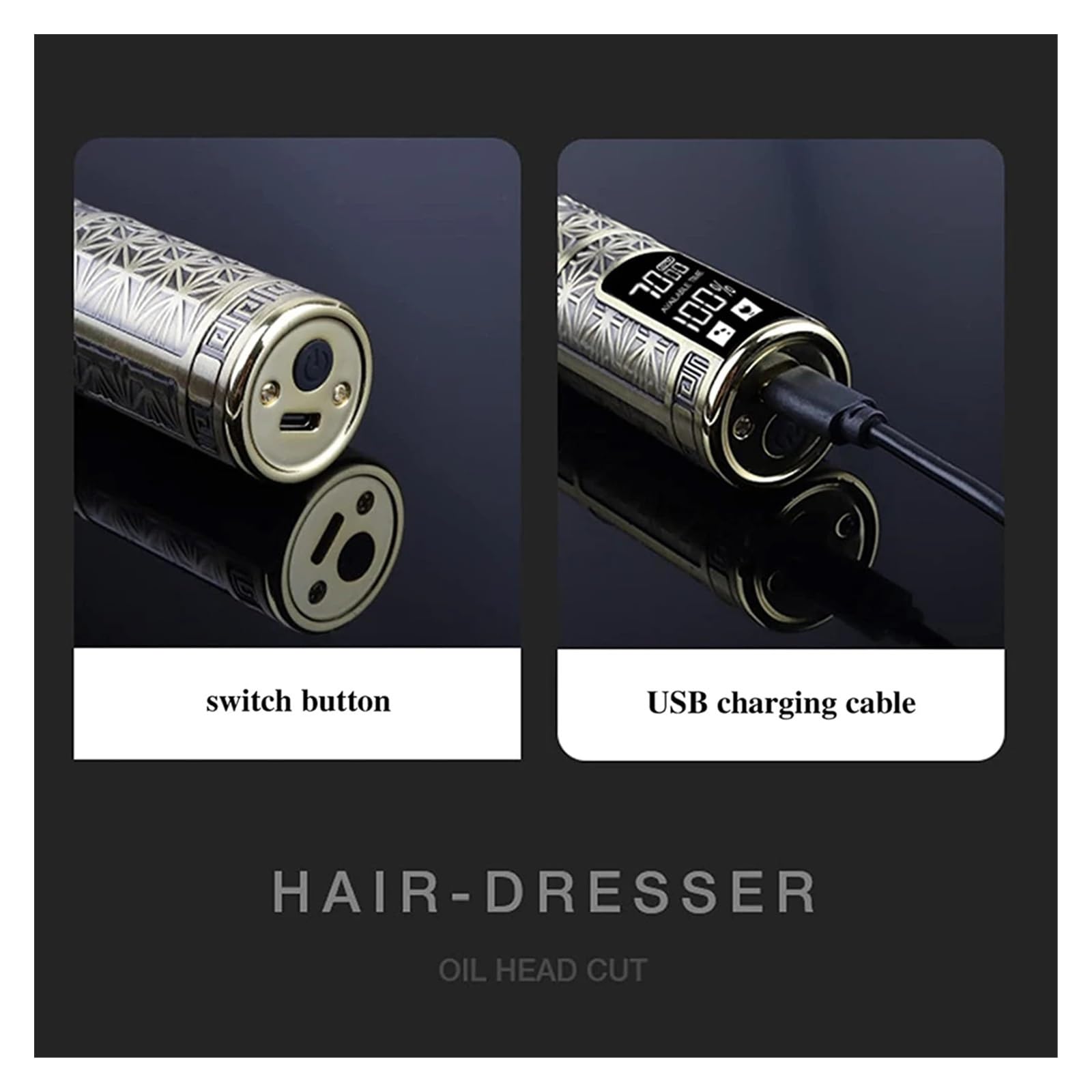Professional Hair Trimmer for Men - Wireless Electric Hair Clipper & Beard Shaver with Precision Blades for Barber & Home Haircut Styling (Black Dragon A) - Perfect for DIY Grooming, Beard Trimming & Professional Salon Use