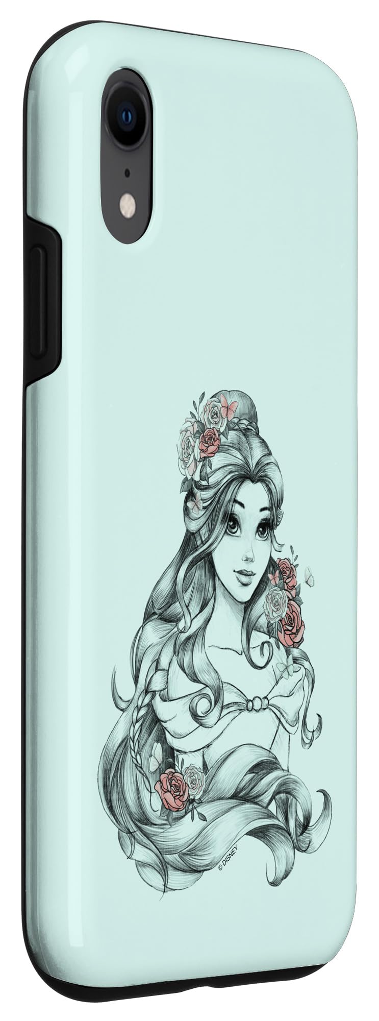 Disney Beauty & The Beast Floral Belle Sketch iPhone XR Case - Cute Protective Phone Cover for Women Girls - Perfect for Daily Use, Travel & Gift Giving