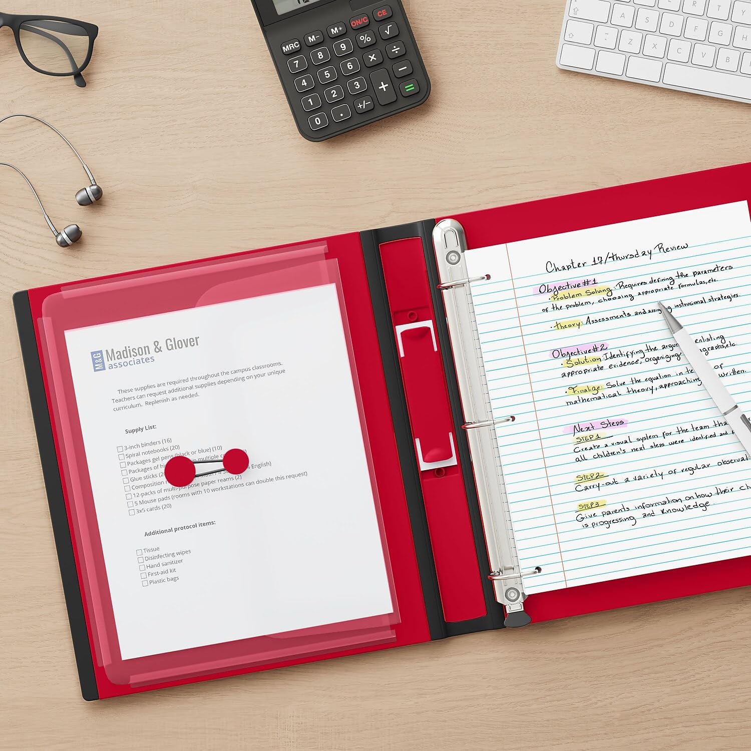 STAPLES 18370 3-Ring Binders 1 Inch - Red, Durable School & Office Supplies for Organizing Documents, Presentations & Reports - Perfect for Students, Teachers & Professionals