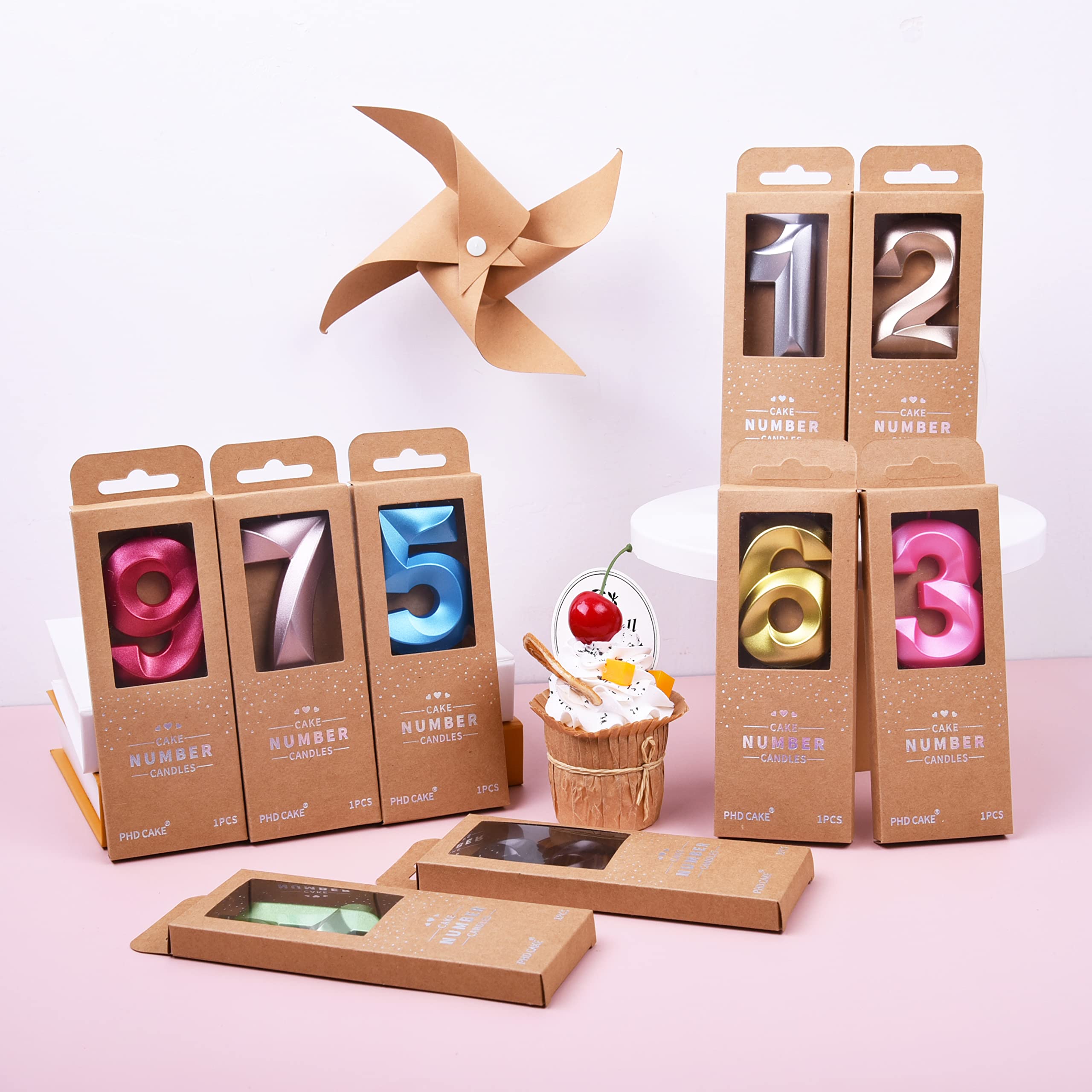 PHD CAKE 2.76 Inch Diamond Rose Gold Number 1 Birthday Candle - Elegant Rose Gold Cake Topper for Birthday Parties, Anniversaries & Special Celebrations