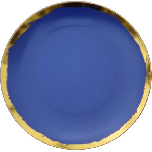 Elegant Blue and Gold Round Plastic Plates - 12-Pack Disposable Dinner Plates for Parties, Weddings, and Special Events - Durable and Stylish Tableware for Celebrations