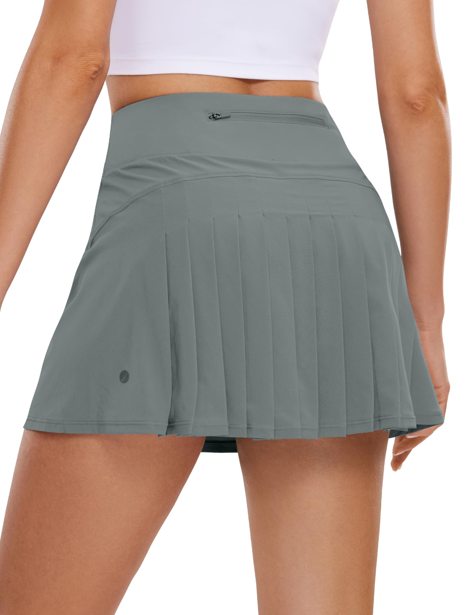 CRZ YOGA Women's High Waisted Pleated Tennis Skirt with Pockets - Soft Breathable Athletic Skort for Golf, Running & Workout - Cute & Comfortable Activewear for Sports & Casual Wear