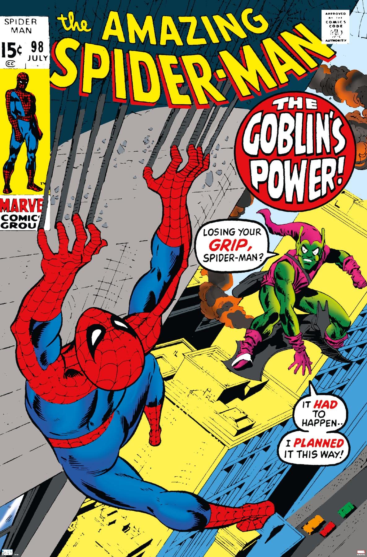 Marvel Comics Green Goblin Wall Poster - The Amazing Spider-Man #98 Art Print, 22.4x14.7 Inches, Premium Unframed Home Decor for Bedroom, Living Room & Office