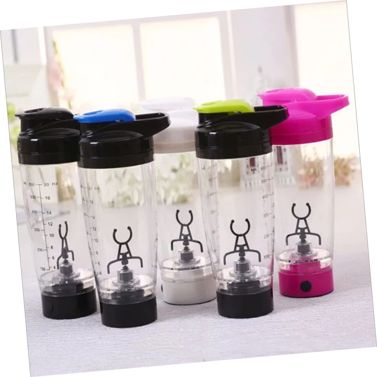 HOMSFOU 2-Pack Electric Smoothie Blender Bottle - Portable Mixing Cup with Tornado Stirring Technology for Protein Shakes, Juices & Fitness Drinks - Perfect for Gym, Travel & On-the-Go Nutrition