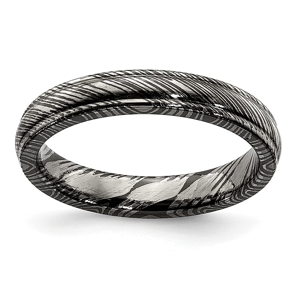 Edward Mirell Timoku 4mm Ridged Edge Band Ring - Classic Domed Wedding Ring for Men, Fashion Jewelry Gift for Dad, Husband & Him - Perfect for Anniversaries, Engagements & Special Occasions