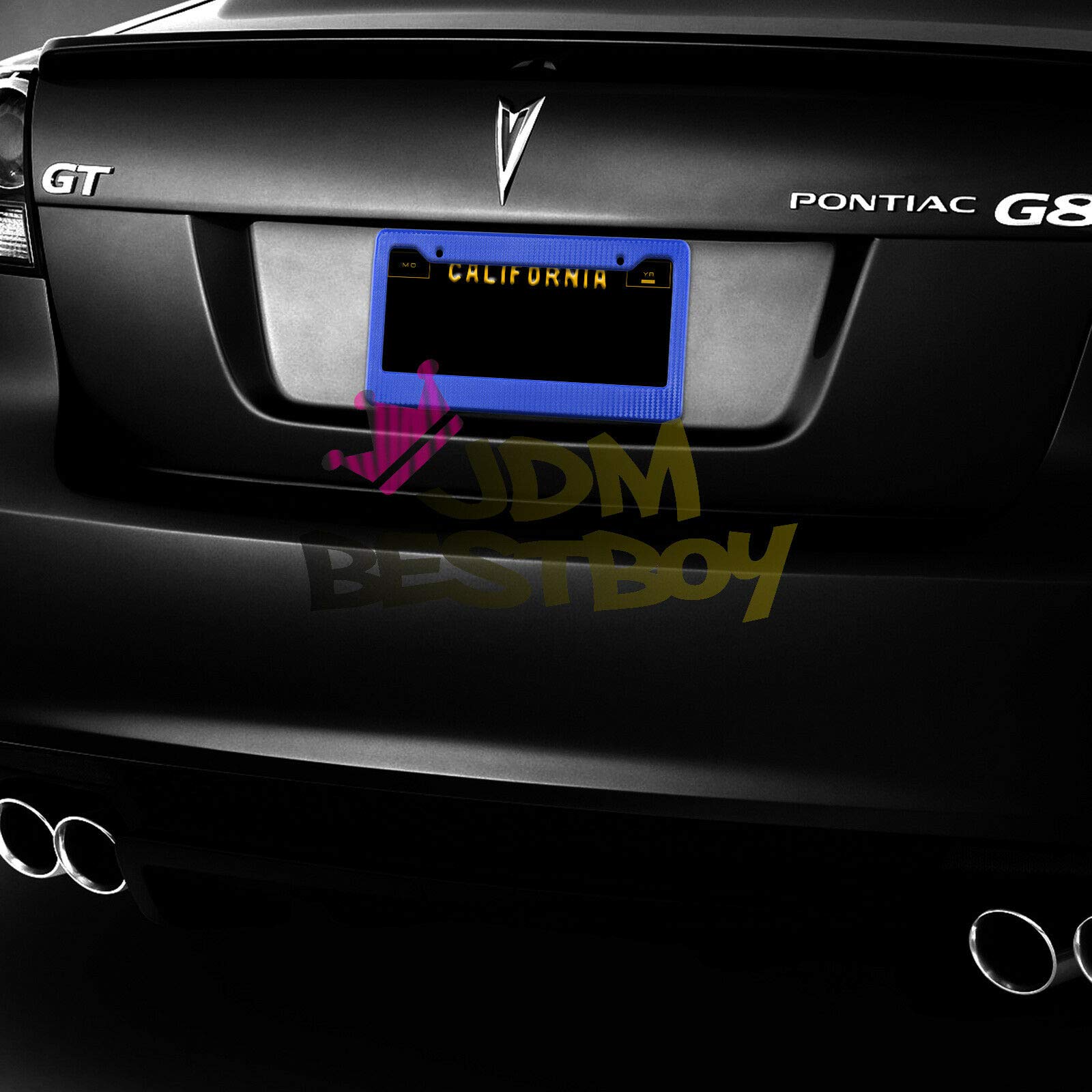 2Pcs Plastic Blue Matte Carbon Fiber Style License Plate Frames - Front & Rear Bracket Cover for Cars, Trucks & SUVs - Durable & Stylish Auto Accessory