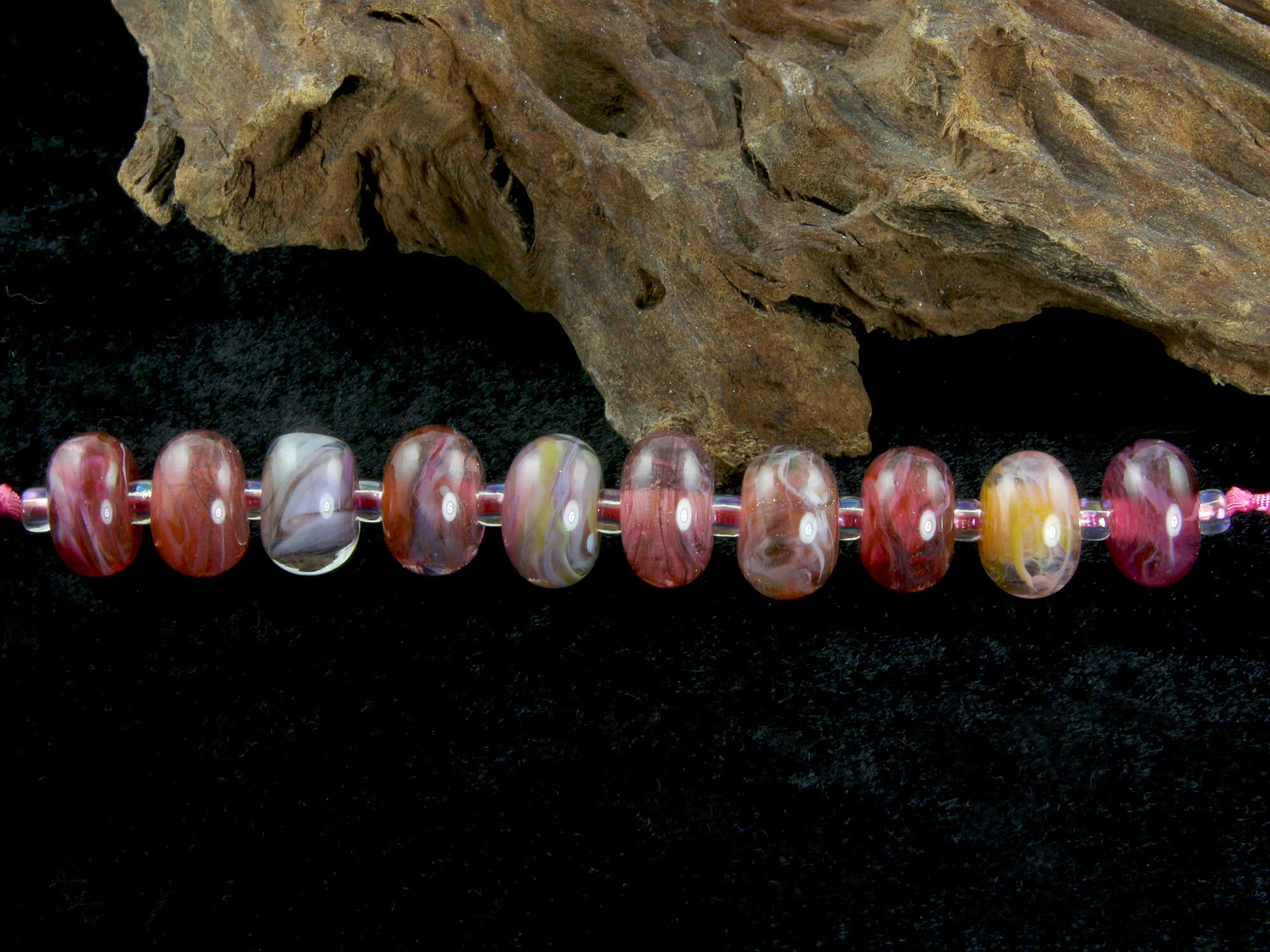 Pink Orphans Lampwork Glass Beads Set for Jewelry Making - DIY Bracelets, Necklaces, and Earrings - Handmade SRA Art Beads for Crafting and Gifts