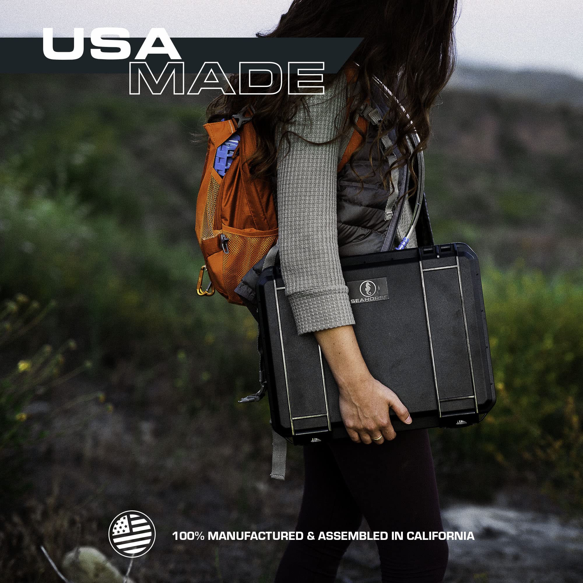Seahorse 85 Slim Hard Protective Case with Accuform Foam - TSA Approved, Military Spec, IP67 Waterproof, Made in USA - Perfect for Laptop Storage, Sound Equipment Protection, Small Accessories & Collectibles Organization - Ideal for Travel, Studio Gear Transport & Valuable Item Safekeeping