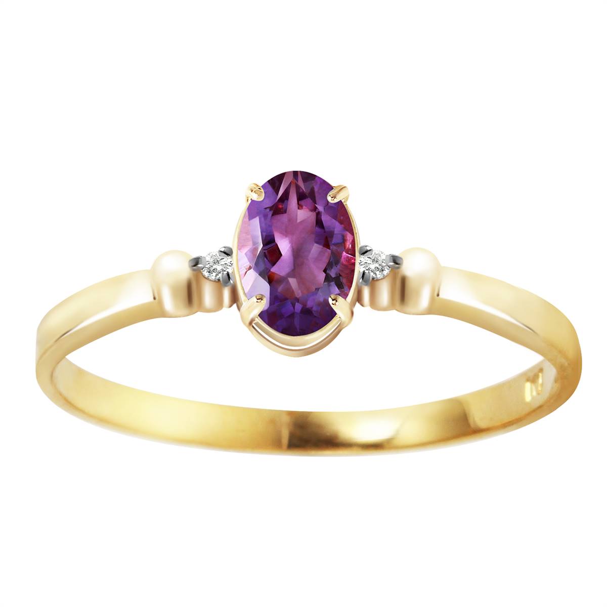 0.46 Carat 14K Solid Yellow Gold Amethyst and Diamond Engagement Ring - Perfect for Valentine's Day, Anniversary Gifts, and Special Occasions