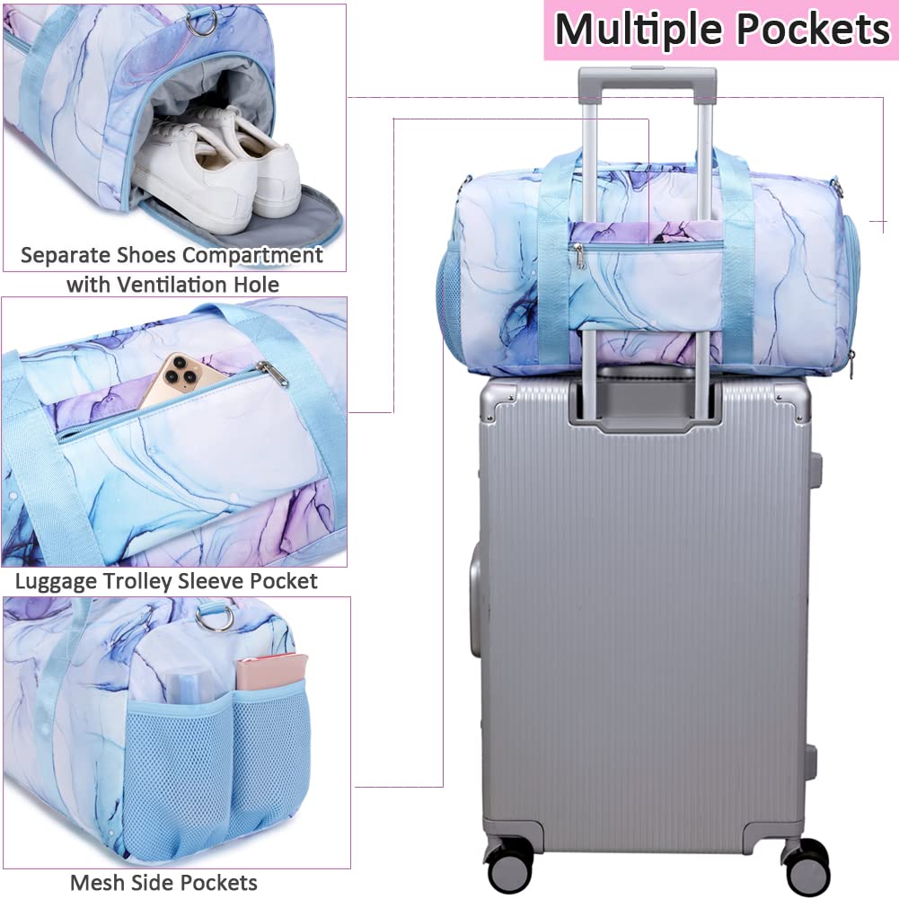 **Waterproof Sports Duffle Bag for Girls - Gym, Dance, Travel & Sleepover Bag with Shoe Compartment & Wet Pocket | Perfect for Workouts, Dance Classes, Weekend Trips & Overnight Stays**