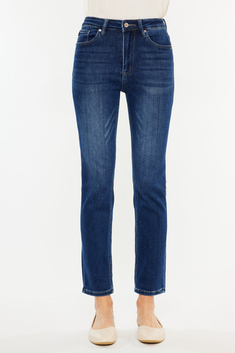 Adaline Essentials High Rise Slim Straight Leg Jeans for Women - Comfortable Stretch Denim Pants for Casual Wear, Office & Everyday Outfits