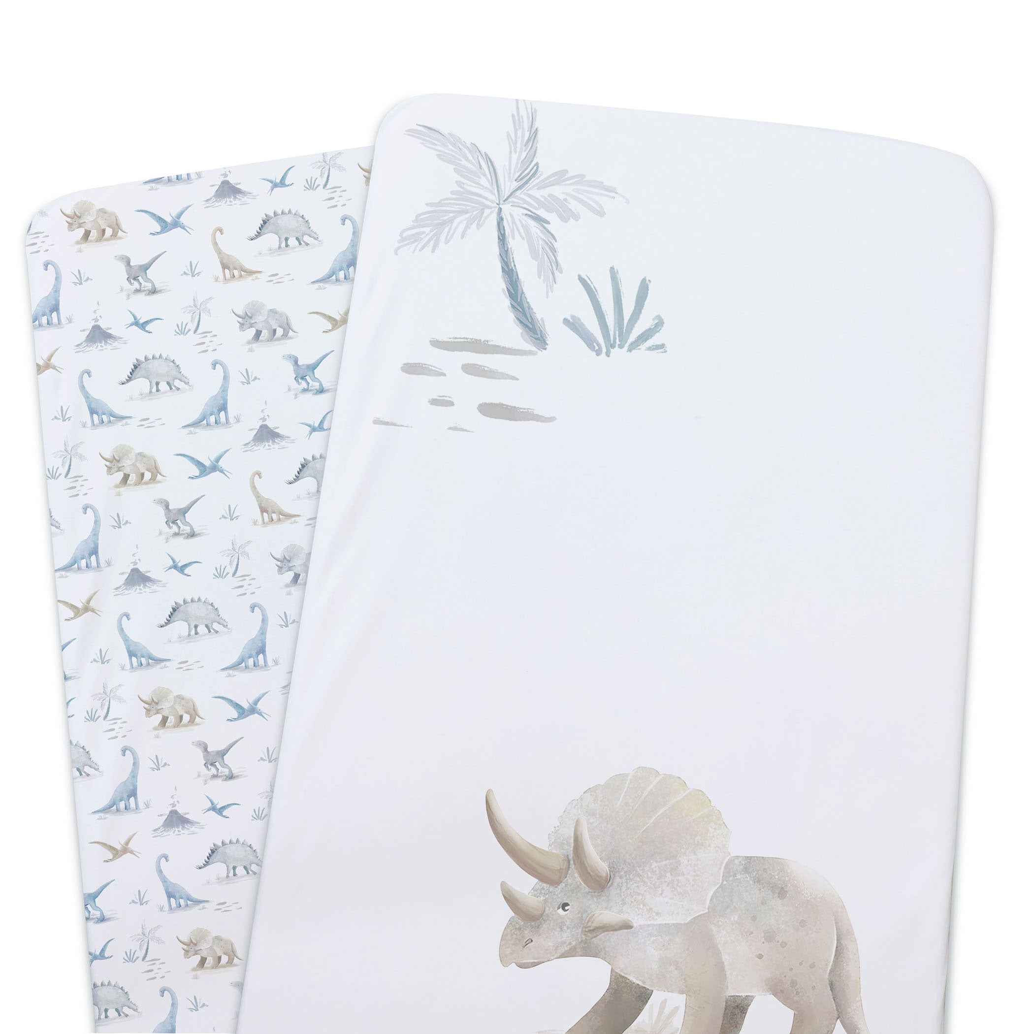 Jurassic Bamboo 2-Pack Jersey Crib Sheets - Soft Organic Bamboo Baby Bedding for Bassinet & Crib - Perfect for Nursery, Daycare & Travel