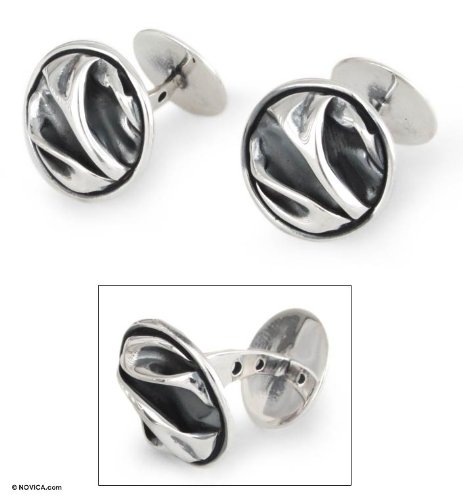 NOVICA Handmade Sterling Silver Cufflinks - Unique Modern Men's Accessories from Mexico 'The Sierra' Collection - Perfect for Weddings, Business Attire & Formal Occasions