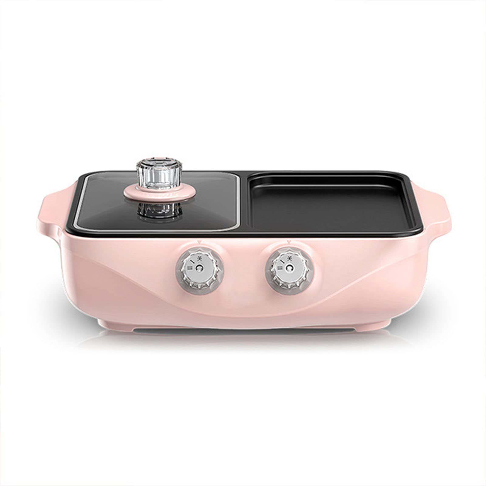 Electric Grill & Hot Pot Combo - Non-Stick 2-in-1 BBQ Grill with Dual Temperature Control - Indoor/Outdoor Cooking for Family Gatherings & Parties
