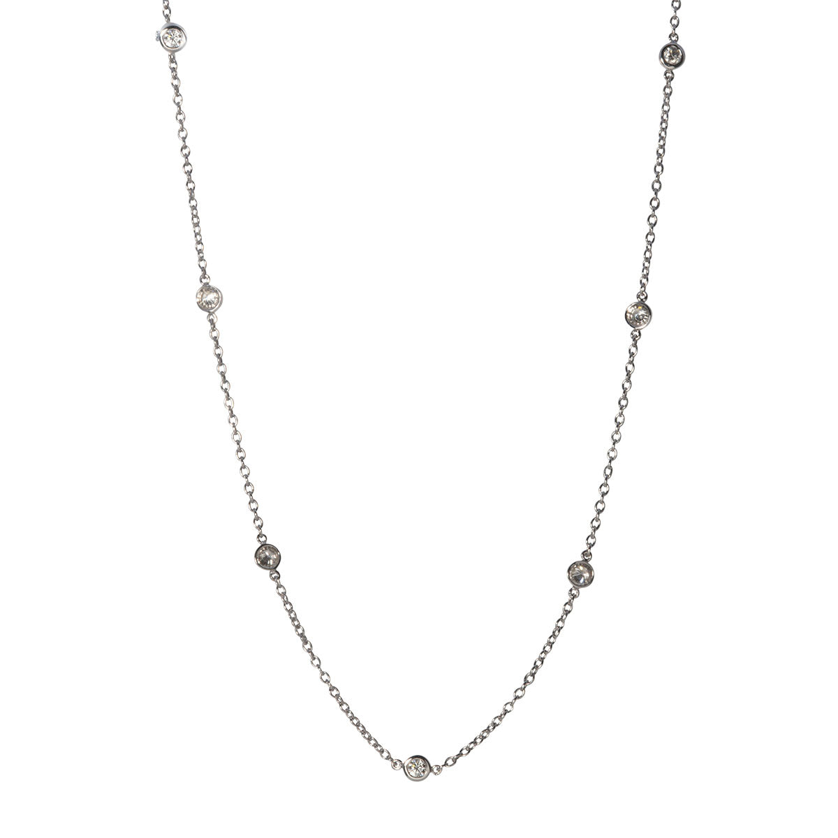 0.56ctw Diamond by the Yard 7-Station 14K White Gold Necklace for Women - Elegant Layered Pendant Chain for Wedding, Anniversary & Special Occasions