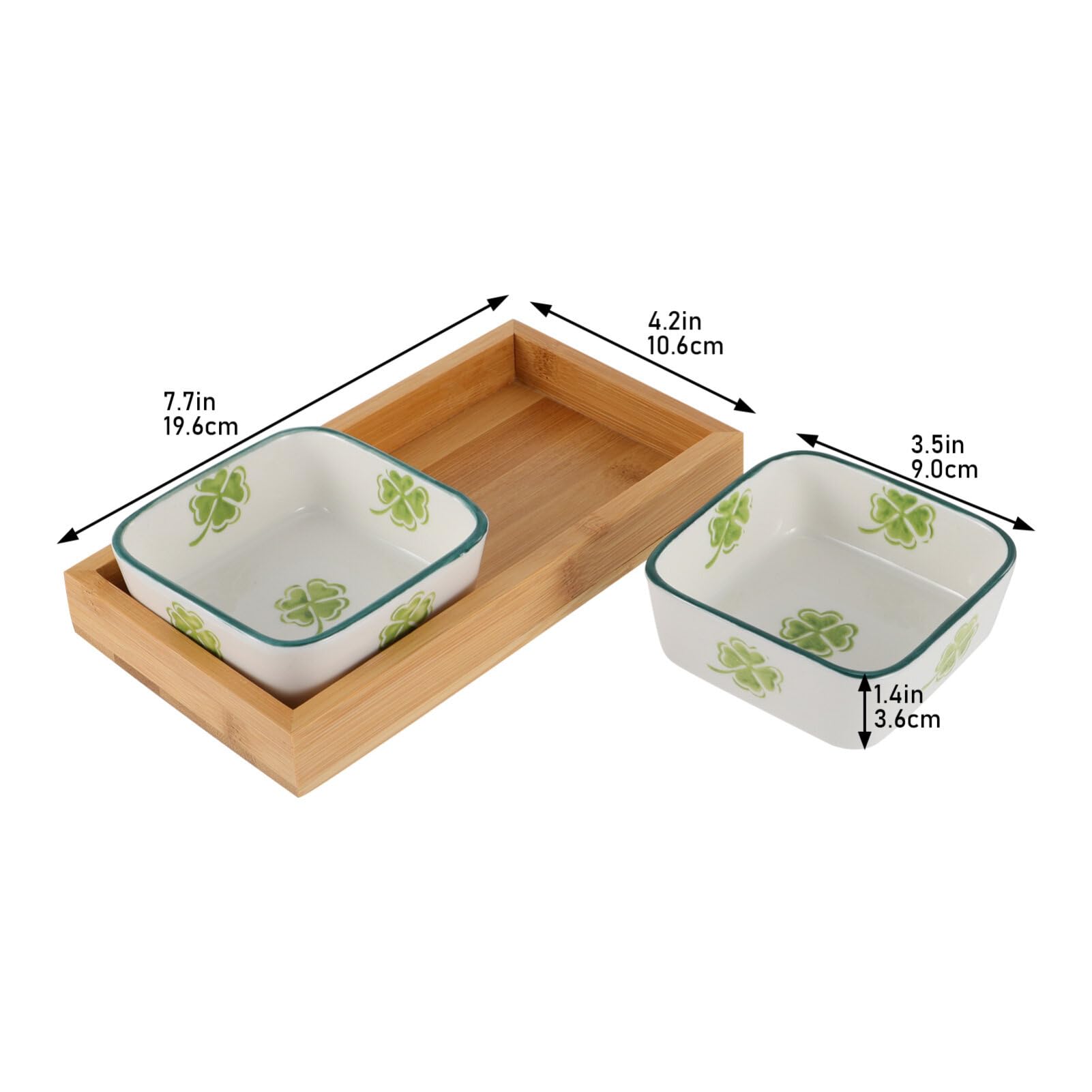 YARDWE Ceramic Snacks Plates - Clover Pattern Dish for Fruits, Nuts & Party Snacks - St Patricks Day Tableware