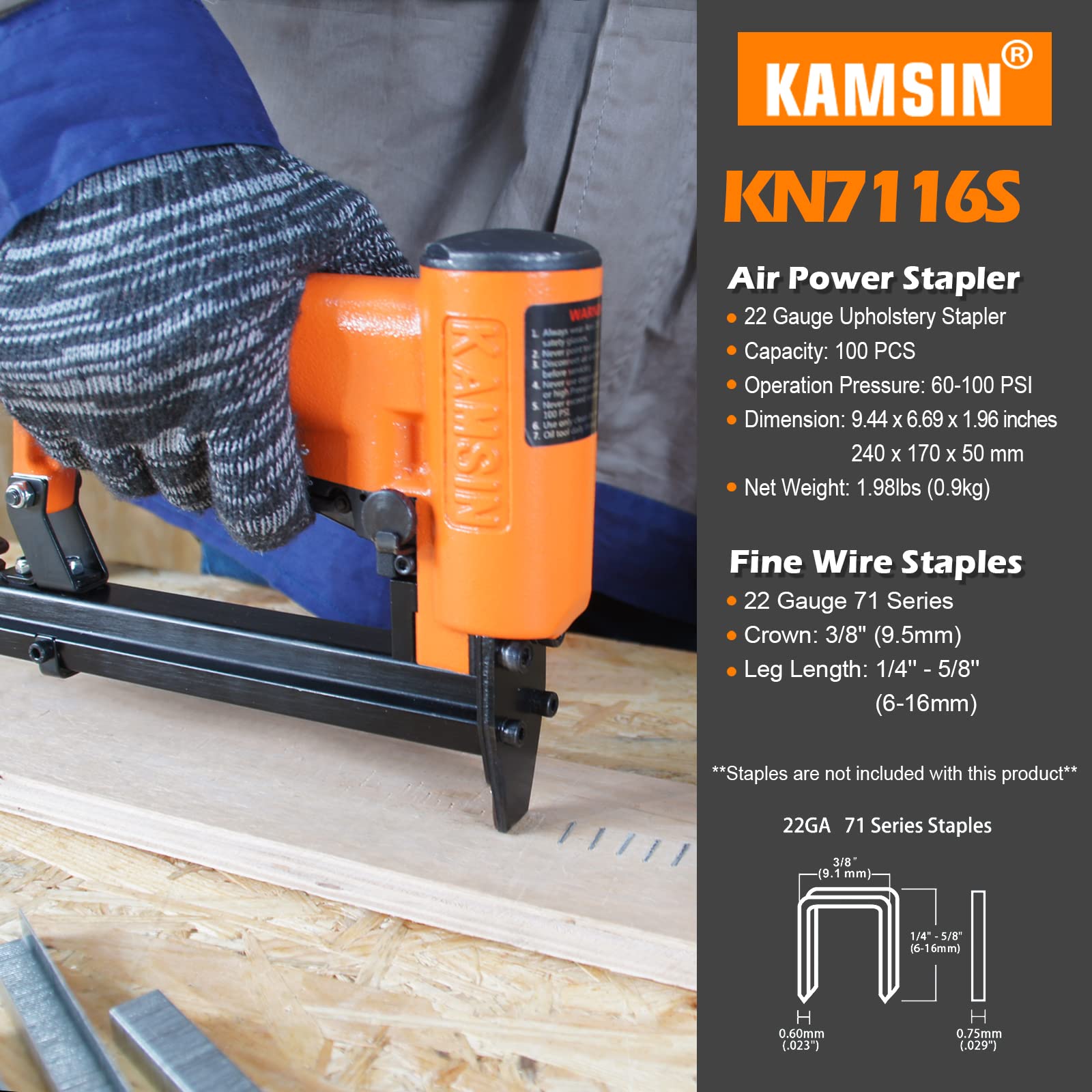 KN7116S Heavy Duty Stapler with 2 Boxes of 1000 Staples - Perfect for Office, School, Home & Crafting Projects