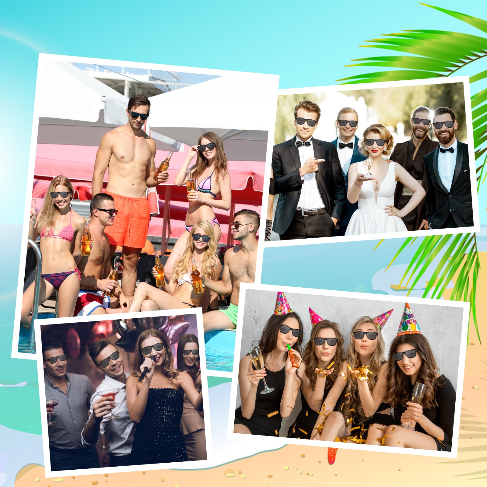 ASTARON Black Sunglasses Bulk Pack (6/12/24/48 Pieces) - UV Protection Party Sunglasses for Summer, Beach, Pool, Birthday & Wedding Events - Perfect for Outdoor Parties, Festivals and Giveaways