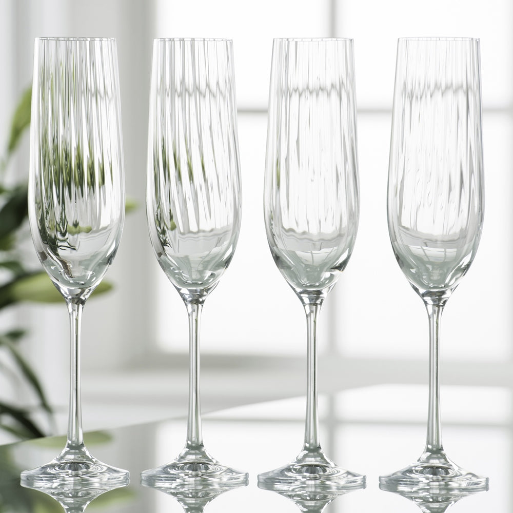 Galway Crystal Erne Champagne Flute Set - 4-Piece Elegant Glassware for Weddings, Parties & Special Occasions | Perfect for Toasting & Celebrations