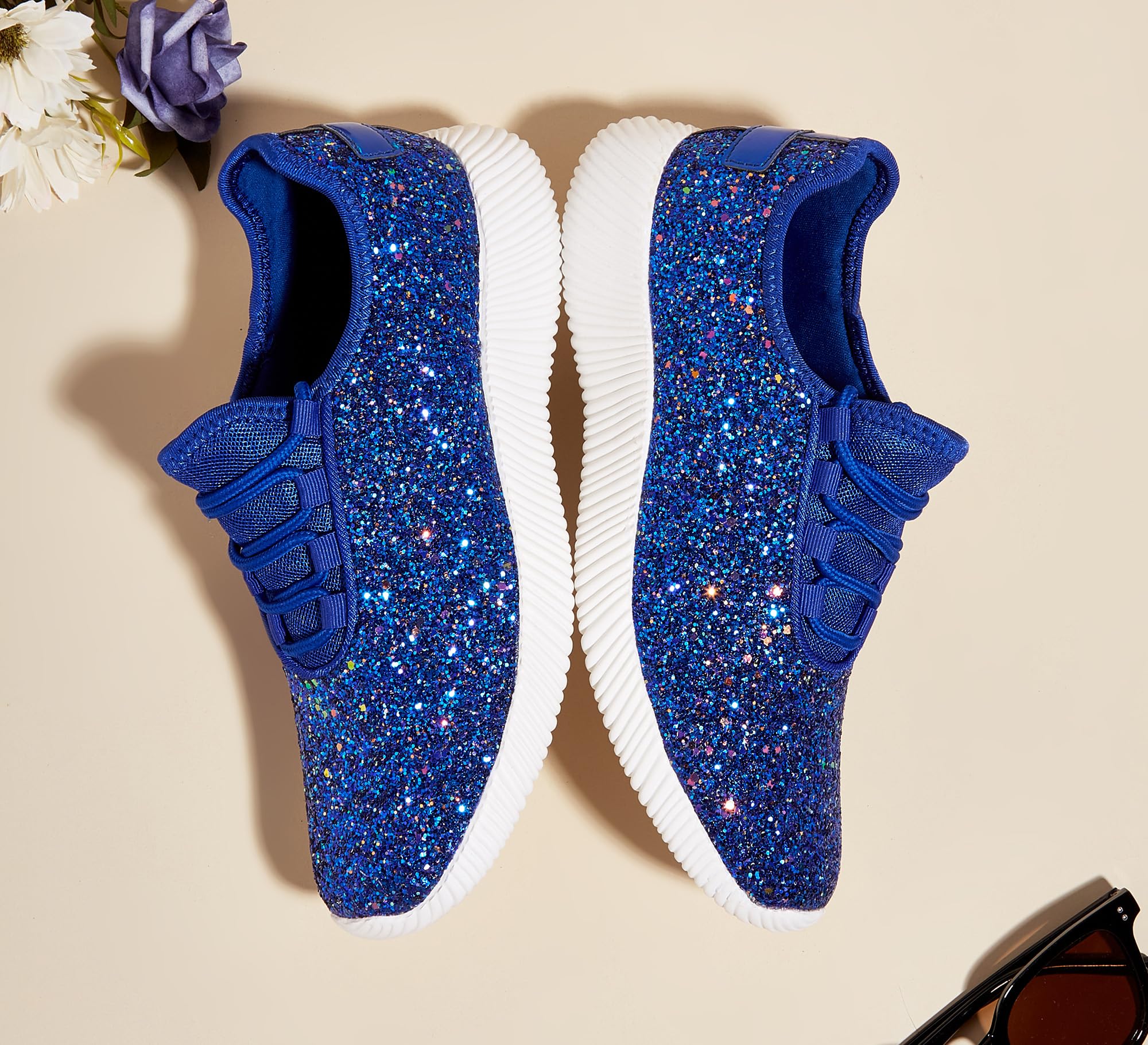 K KIP WOK Women's Fashion Glitter Sneakers - Slip On Running Shoes, Lightweight Tennis Walking Shoes for Women | Perfect for Gym, Workout, Casual Wear & Daily Activities