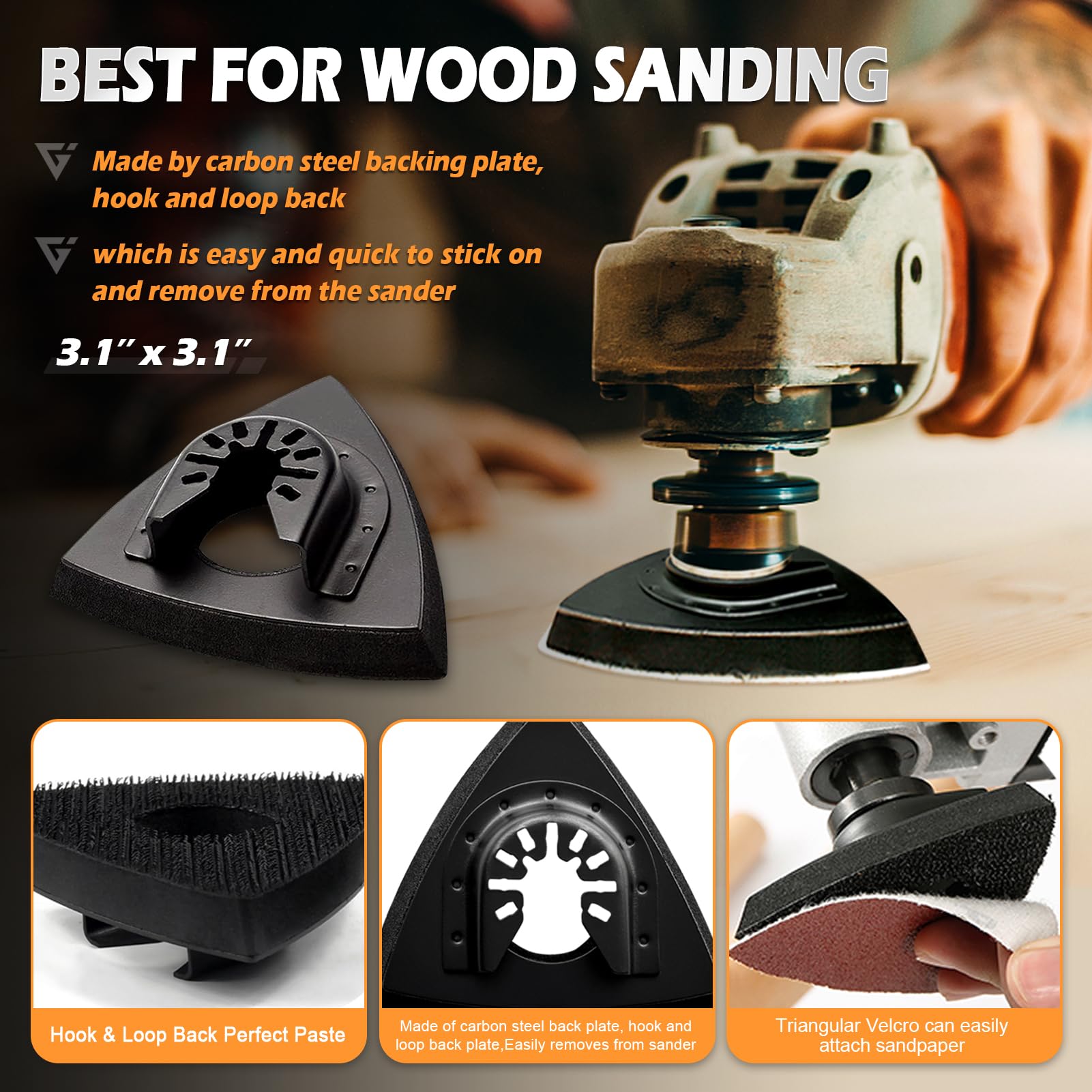 162-Piece Oscillating Tool Sanding Kit - 4 Triangle Pads, 4 Finger Pads, 4 Multi-Tool Blades & 150 Sandpaper Sheets - Perfect for Wood Finishing, DIY Projects & Home Renovation