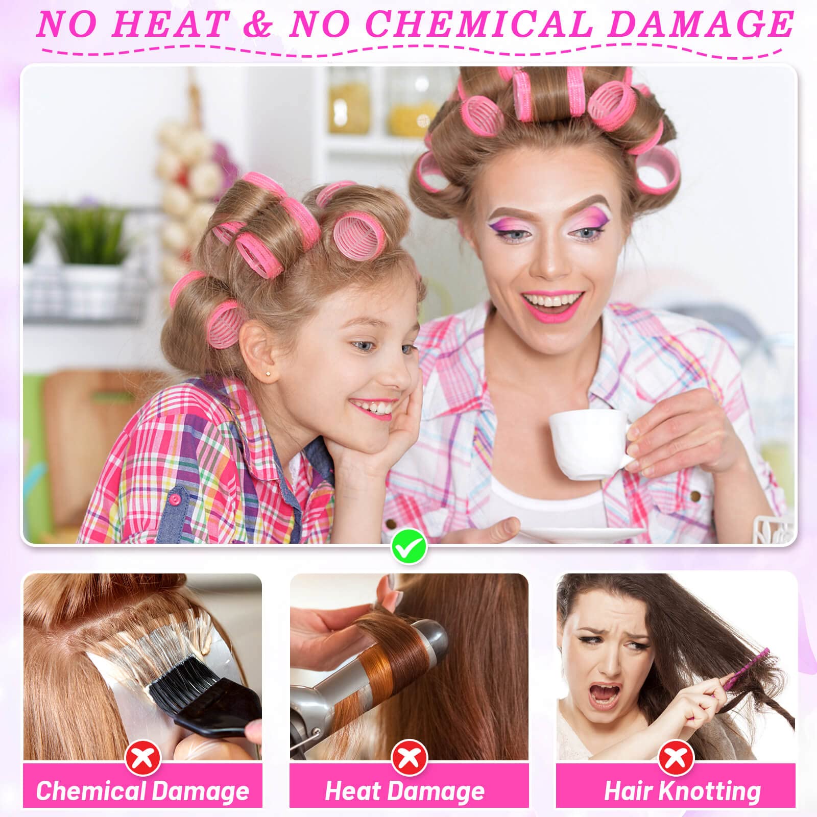 Best Hair Rollers Set for Curly & Wavy Styles - Heatless Curling Rods for Long & Short Hair - Perfect for Home Styling, Salon Use & Special Occasions