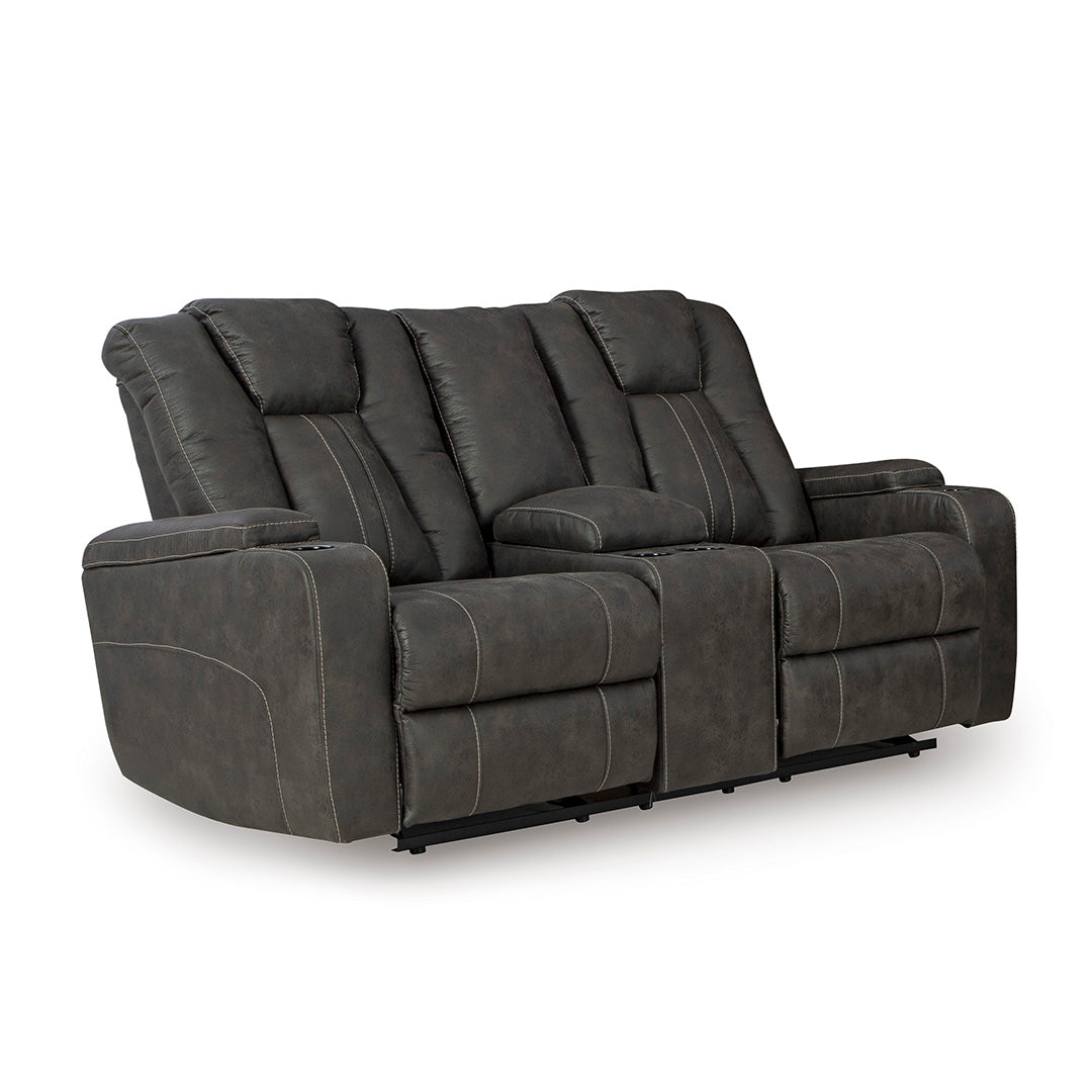 Batavia Reclining Loveseat with Console - Comfortable 2-Seater Sofa for Living Room, Home Theater & Small Spaces - Modern Fabric Sectional with Cup Holders and USB Charging Ports