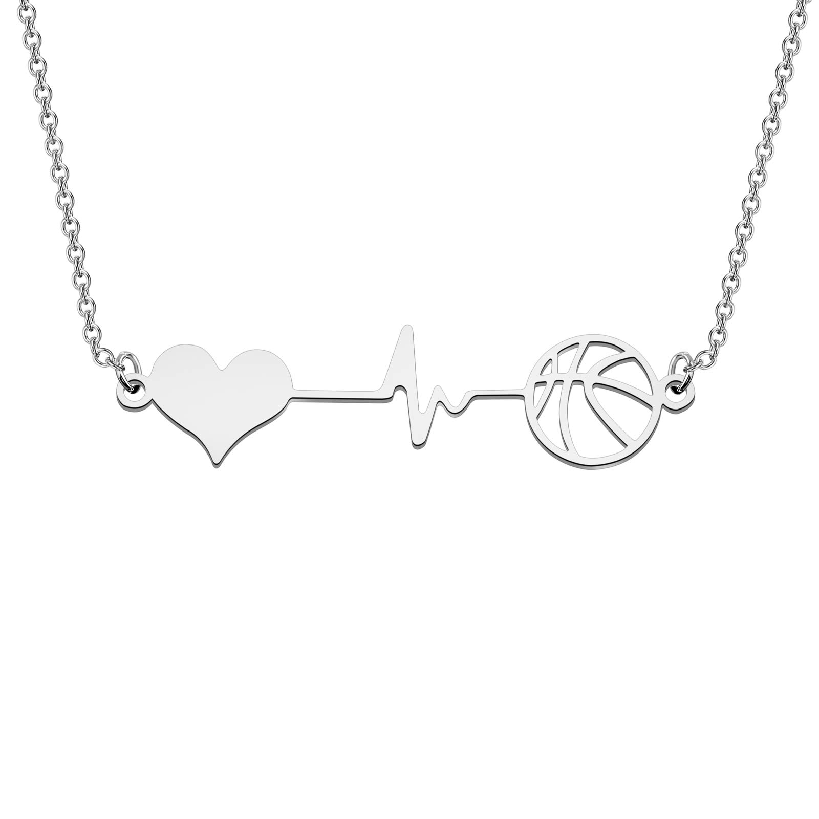 WSNANG Minimalist Hollow Basketball Necklace - Heartbeat Basketball Jewelry Gift for Basketball Lovers, Sports Enthusiasts & Teens | Perfect for Game Day, Birthday Presents & Fan Appreciation
