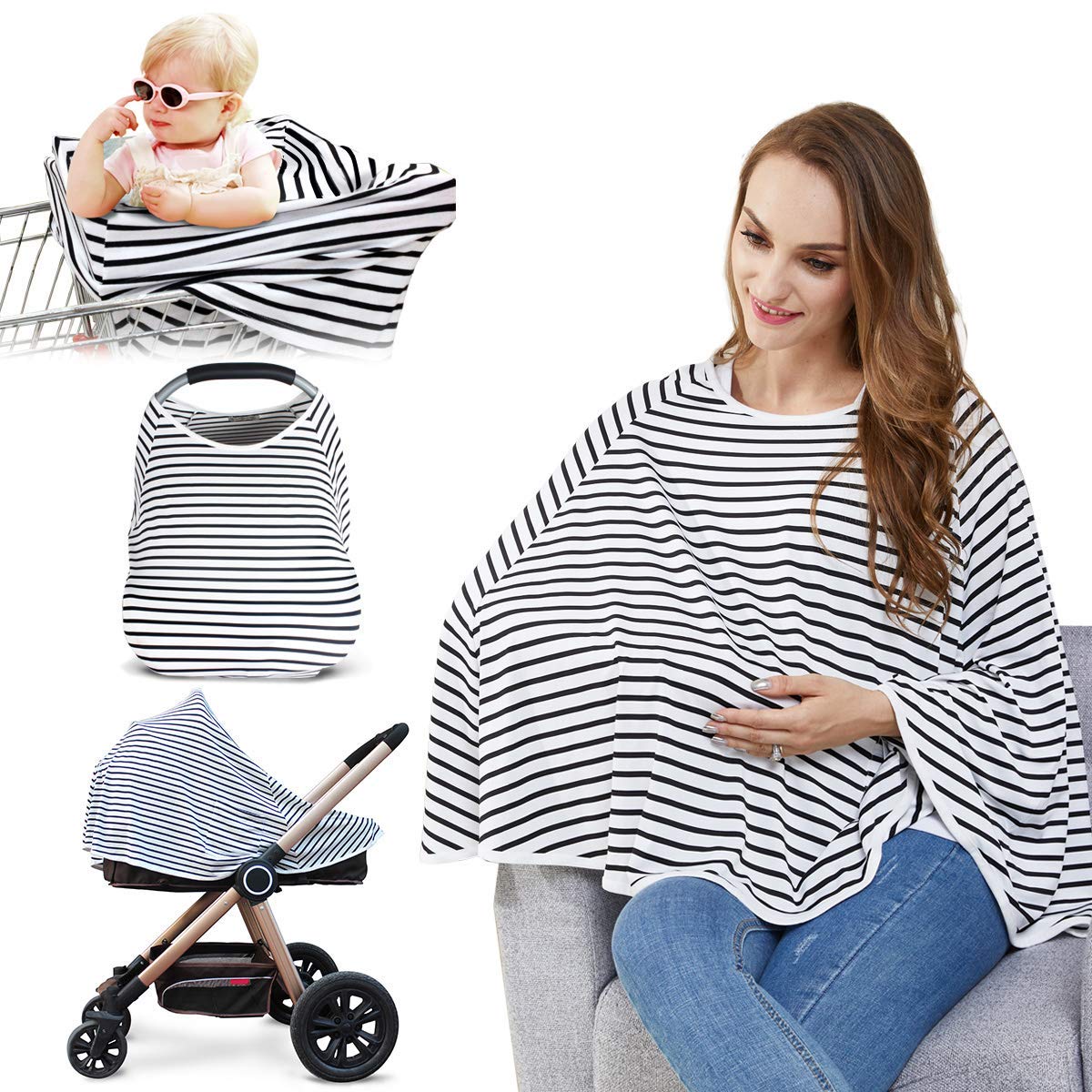 Nursing Cover & Poncho - 360° Privacy Breastfeeding & Stroller Cover for Baby Shower Gifts