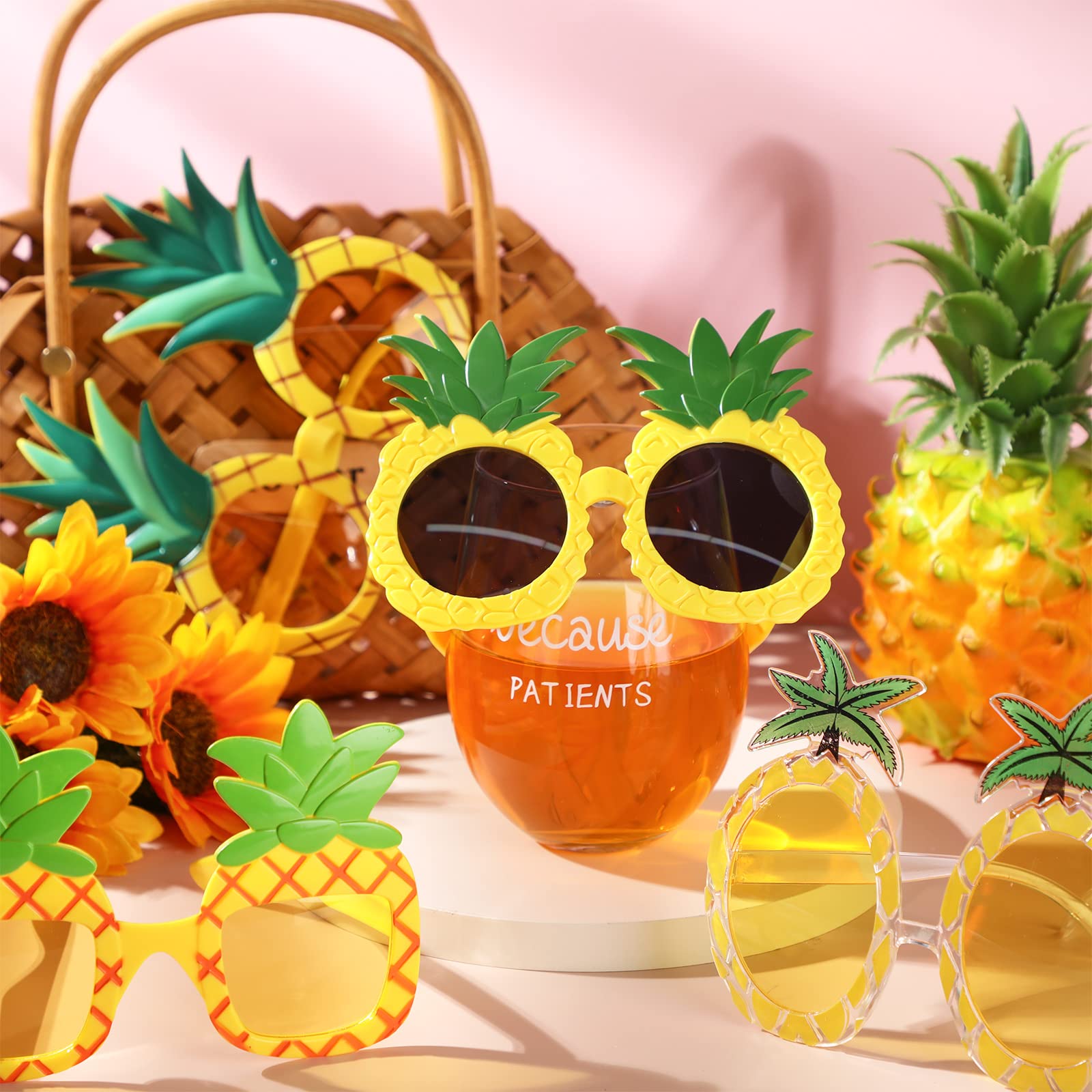 6 Pairs Pineapple Sunglasses - Tropical Fruit Shaped Novelty Glasses for Hawaiian Luau, Summer Beach Party & Pool Accessories - Perfect for Themed Events, Vacation Photos & Fun Gifts