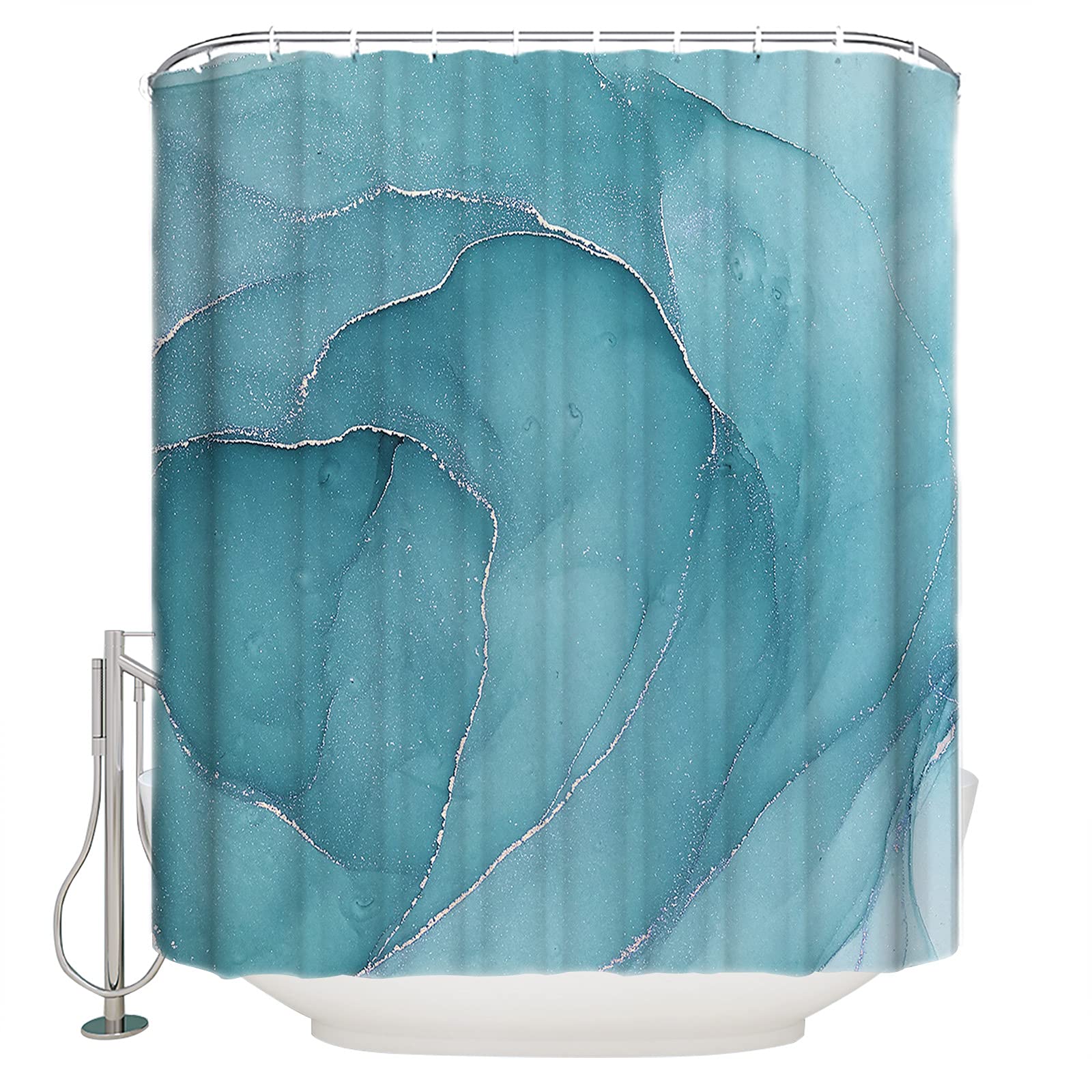 Abstract Agate Texture Marble Shower Curtain Set - Waterproof Washable Fabric Bathroom Curtain with 12 Hooks, 48x72 Inch - Modern Bath Decor for Stylish Showers & Spa-Like Retreats