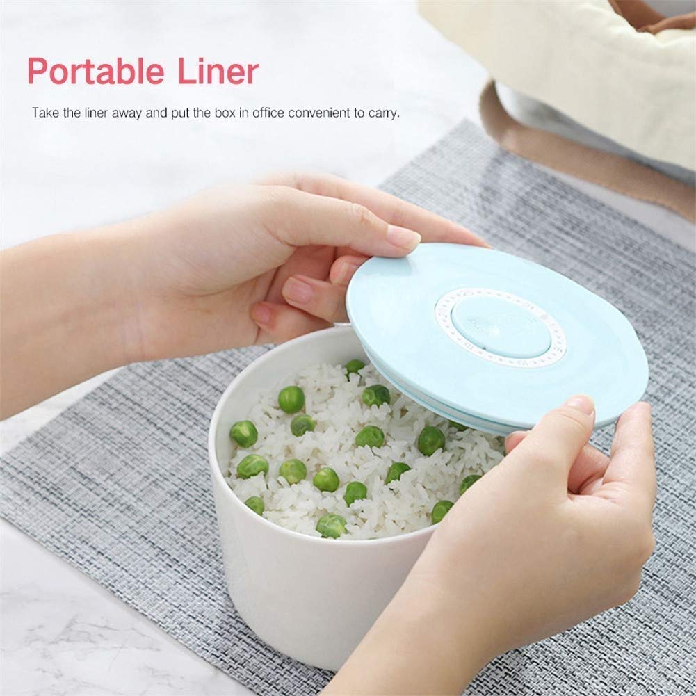 Electric Double Tiered Food Steamer - Portable Lunch Box Heater with Removable Ceramic Container | Mini Rice Cooker for Office, Travel & Home | BPA-Free Food Grade Material