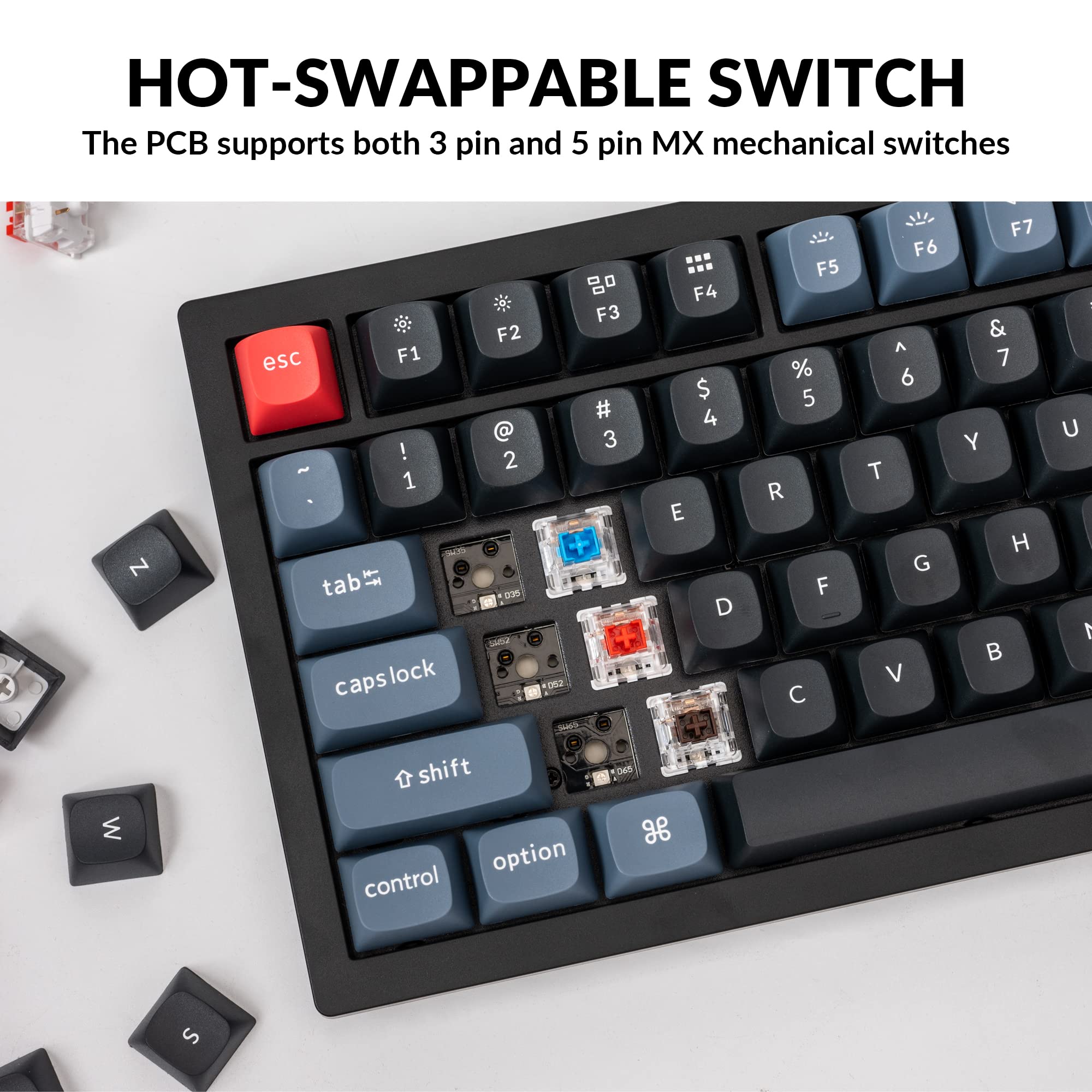 Keychron V3 Wired Custom Mechanical Keyboard with Knob - TKL Layout, QMK/VIA Programmable, Hot-Swappable K Pro Brown Switches, Compatible with Mac/Windows/Linux - Carbon Black (Non-Transparent) | Perfect for Gaming, Coding & Office Work
