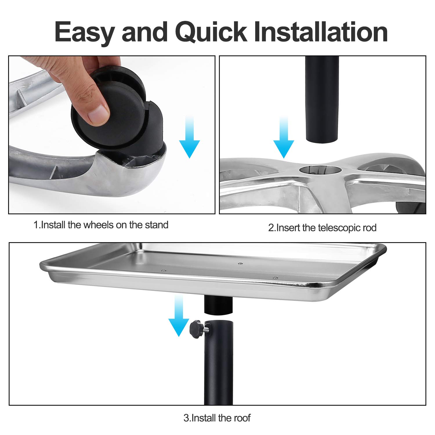 **Salon Tray with Metal Feet & Wheels - Adjustable Height, Non-Rusting Hair Color Tray - Perfect for Salon Styling, Hair Coloring & Mobile Beauty Services**