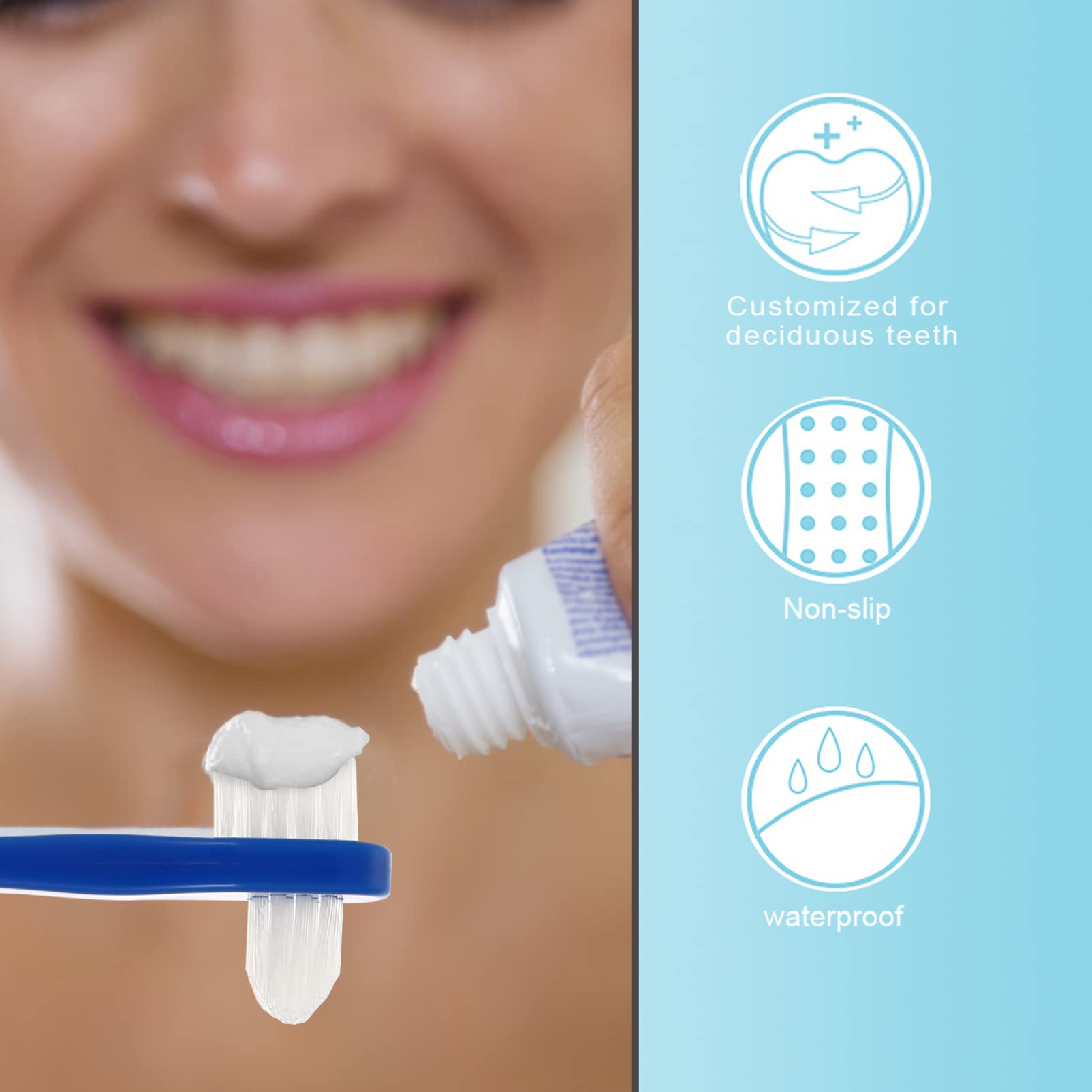 Dual Head Toothbrush Cleaner - 2 Pack Hard Bristle Toothbrush for Deep Cleaning, False Teeth & Dentures (White & Blue) - Perfect for Travel, Home & Dental Care