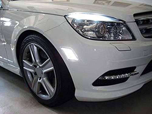 Euro Clear Lens White LED Bulb Front Side Marker Light Kit for 2008-2011 Mercedes C-Class W204 (Pre-LCI C250 C300 C350) & 2008-2013 C63 AMG - Direct Replacement for OEM Amber Side Marker - Upgrade Your Car's Style & Visibility for Night Driving