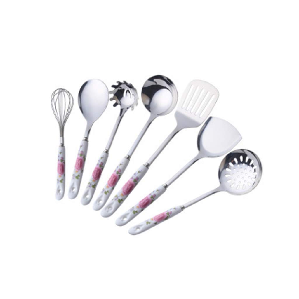 DIEFMJ 7-Piece Stainless Steel Kitchen Utensil Set - Spatula, Spoon, Cooking Tools for Baking, Frying & Grilling - Durable Kitchenware Kit for Home Chefs & Professional Cooks