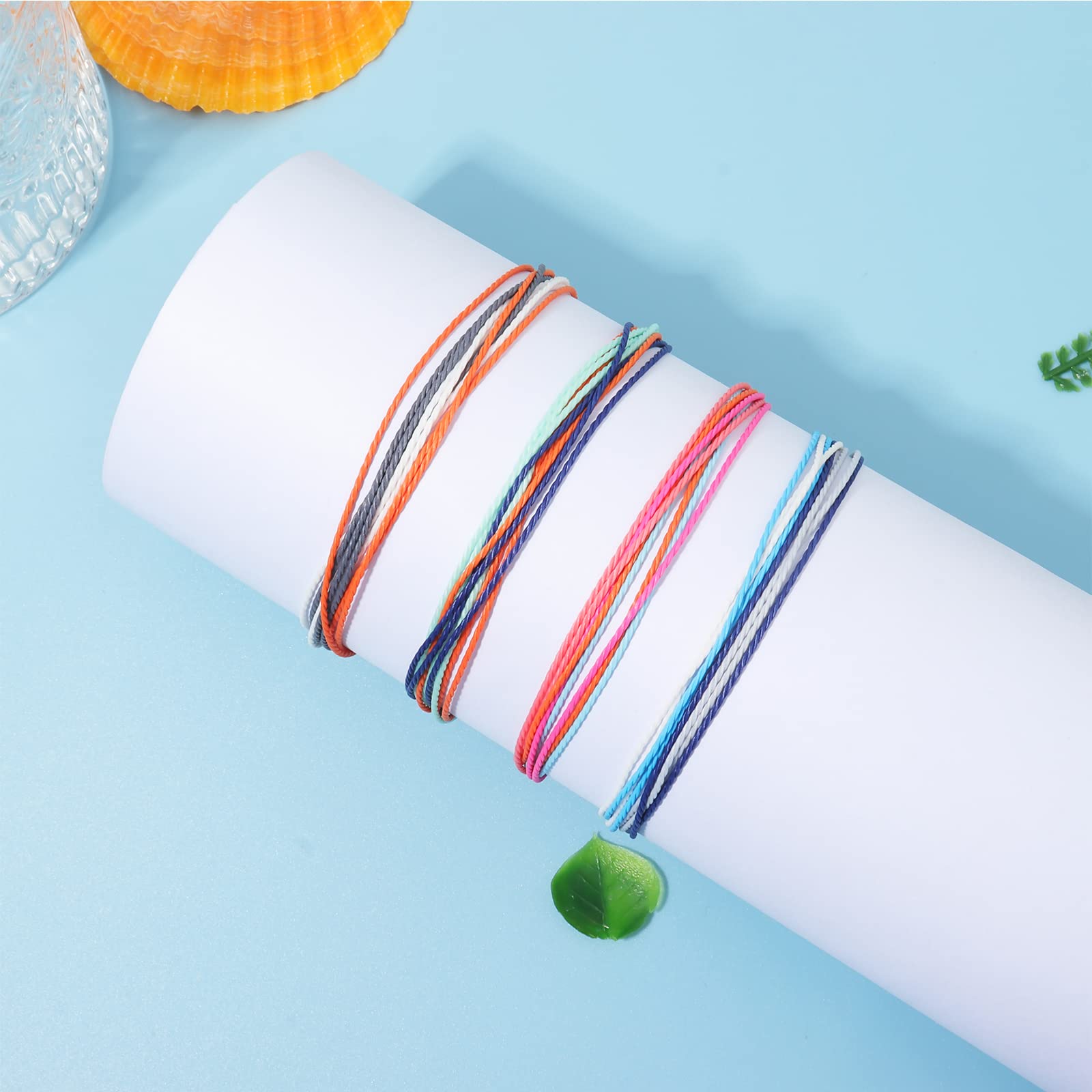 Surfing Bracelets for Women - Adjustable Braided Rope Friendship Bracelet Set, Handmade Waterproof Wave Design Jewelry - Perfect for Beach, Surfing, and Summer Outdoor Activities