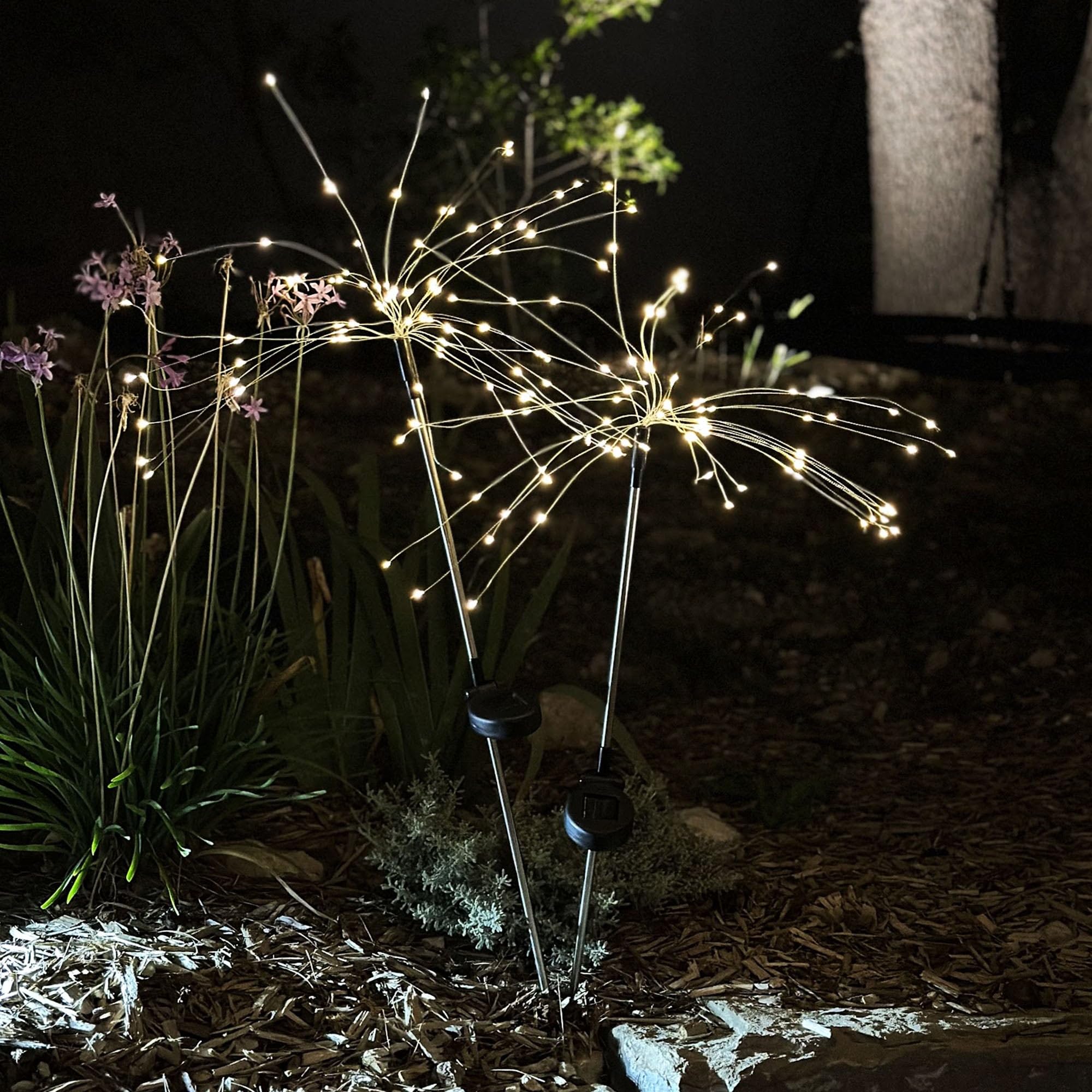 2 Pack Solar LED Fireworks Spike Garden Lights - 38