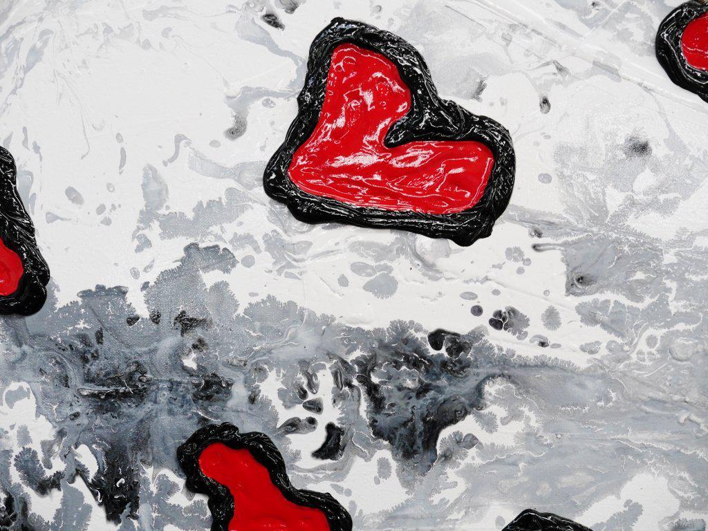 140cm x 100cm Abstract Large Canvas Painting in Red, Black & White - Modern Wall Art for Living Room, Bedroom or Office Decor