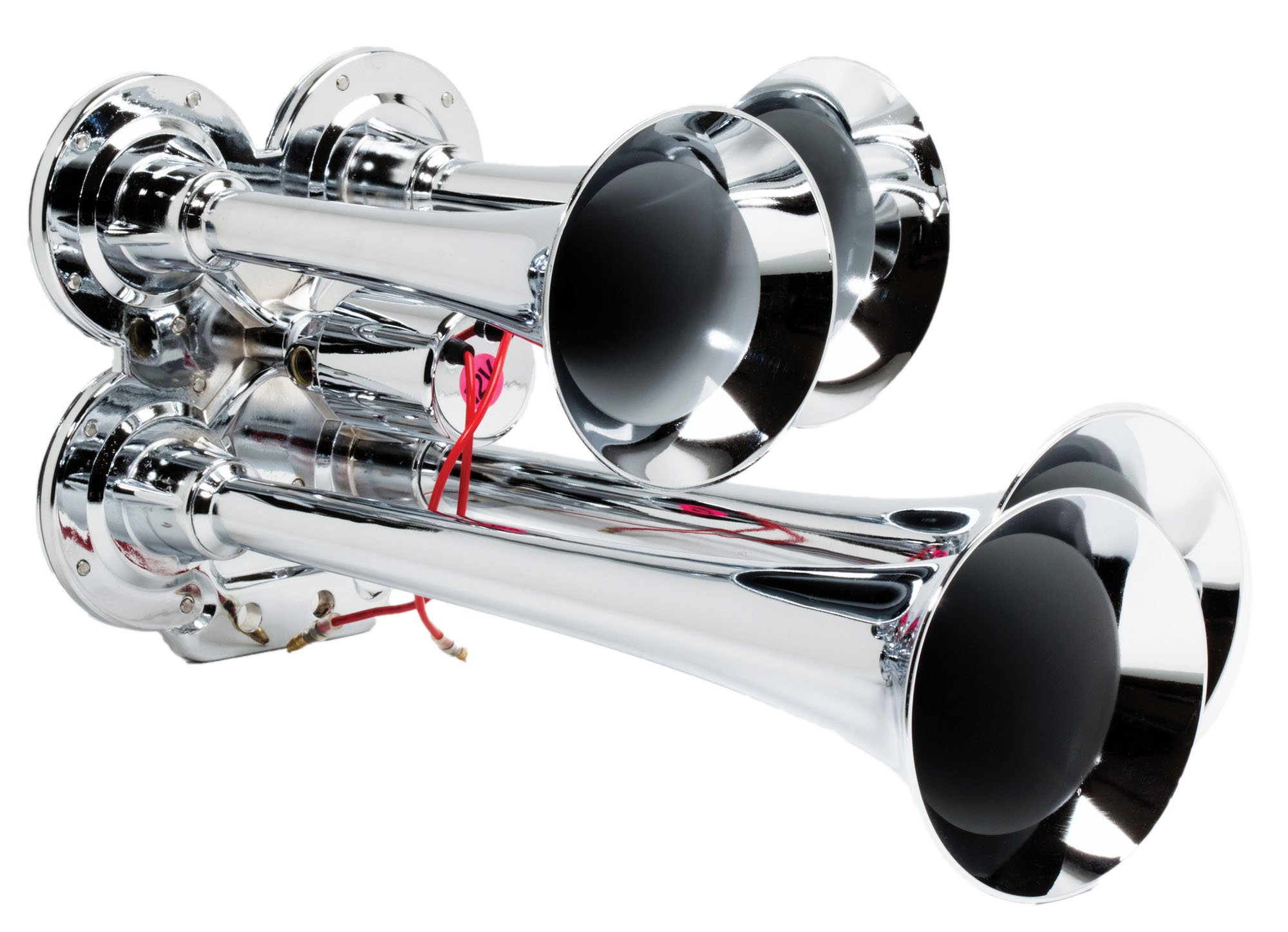 Kleinn 141 Compact Quad Air Horn - Chrome Plated for Trucks & SUVs - Loud Vehicle Warning System for Safety & Emergency Use