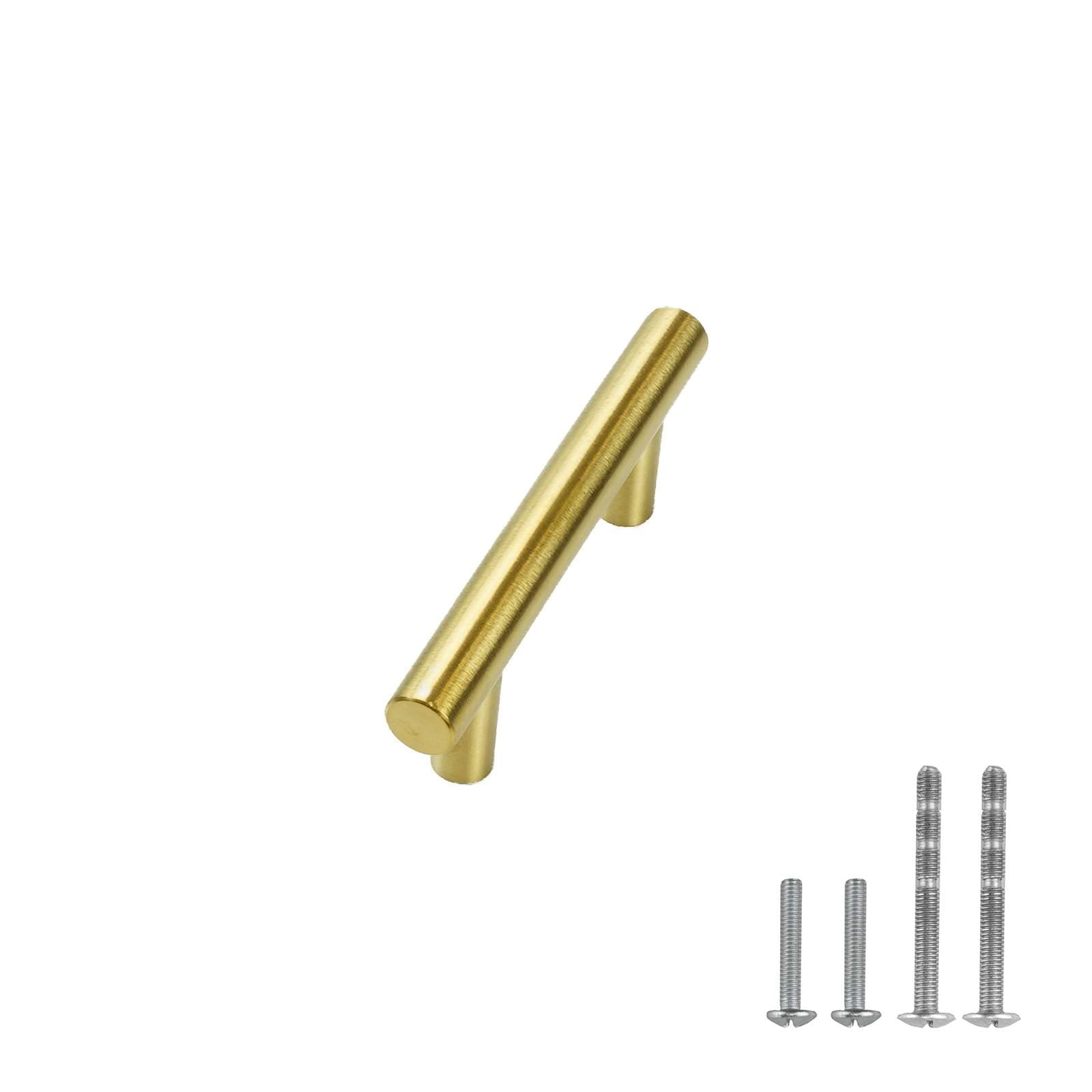 Stainless Steel Euro Cabinet Handles 50 Pack - Brushed Gold for Kitchen & Bathroom