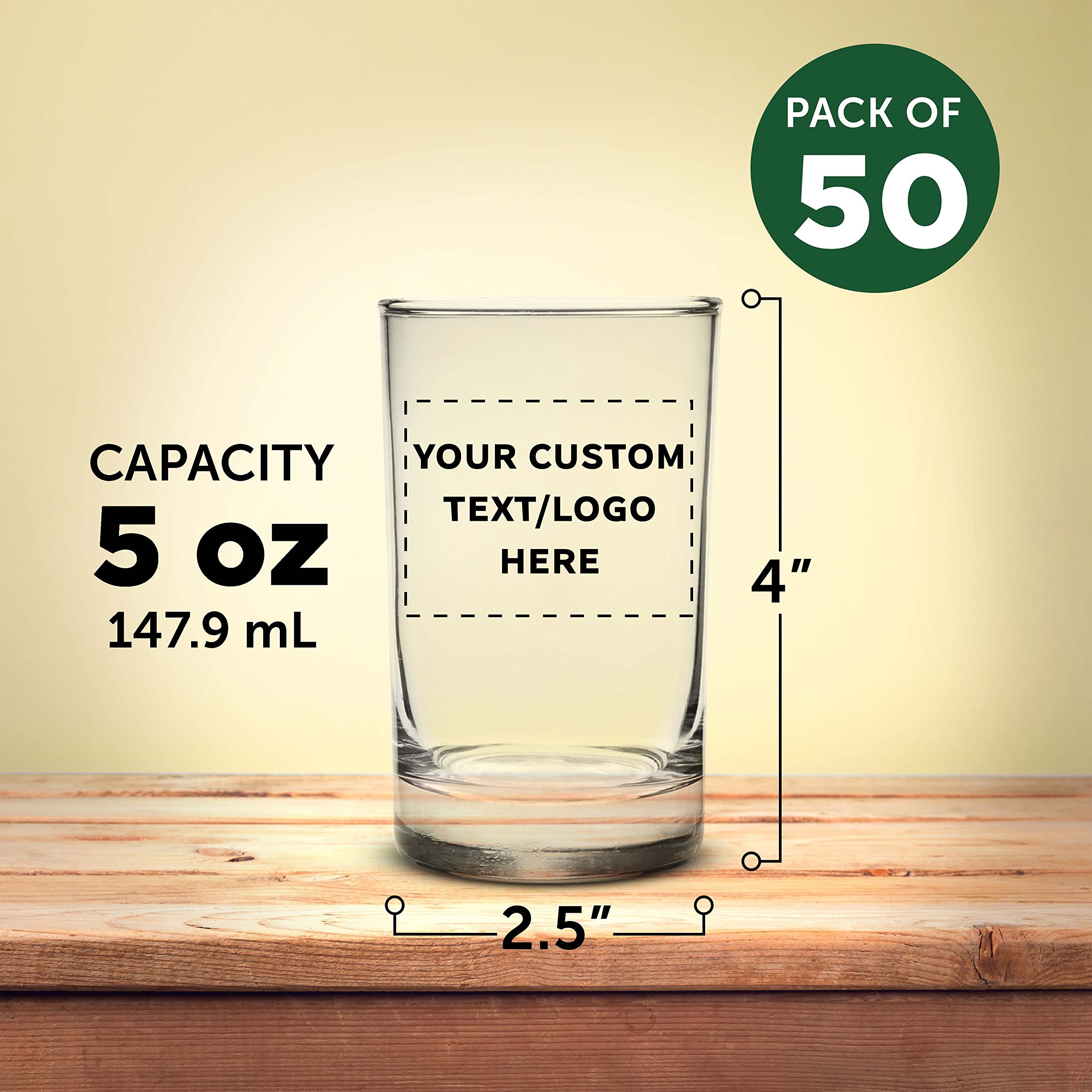 Premium 5 oz Crystalline Sampler Glasses - Set of 50 Bulk Pack, Clear Stackable Shot Glasses for Weddings, Restaurants & Events - Perfect for Cocktails, Tastings & Breakfast Juice - Durable Drinkware for Commercial & Home Use