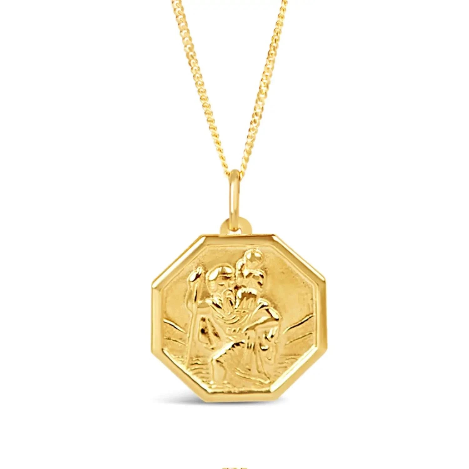 St Christopher Necklace for Men & Women - 14K Solid Gold Religious Pendant with Free Engraving - Perfect for Travel Protection & Faith Jewelry Gifts