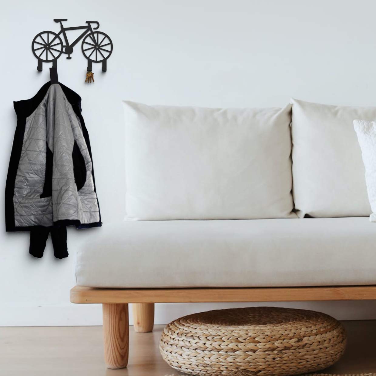 Wall Key Holder & Coat Rack - Minimalist Modern Hanger for Home Entryway