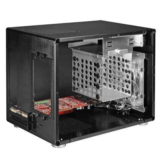 LIAN LI PC-Q08B Mini ITX Tower Case - Black Aluminum, USB 3.0 Ports | Compact Gaming PC Build, Home Theater Setup, Small Form Factor Workstation