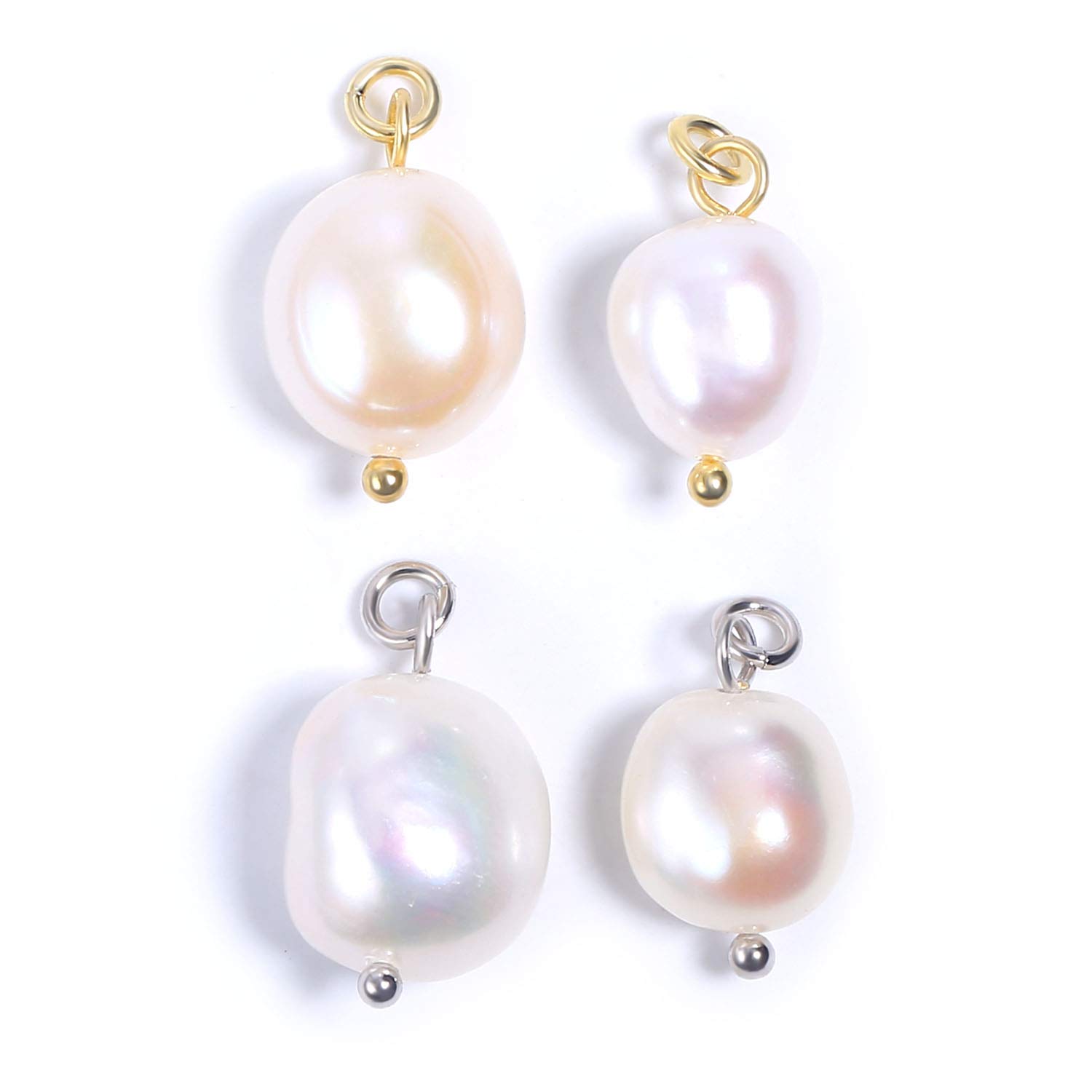 6Pcs Natural Freshwater Baroque Pearl Charms - Irregular White Pearls for DIY Necklace, Bracelet & Earring Jewelry Making - Perfect for Crafting, Gifts & Boho Style Accessories