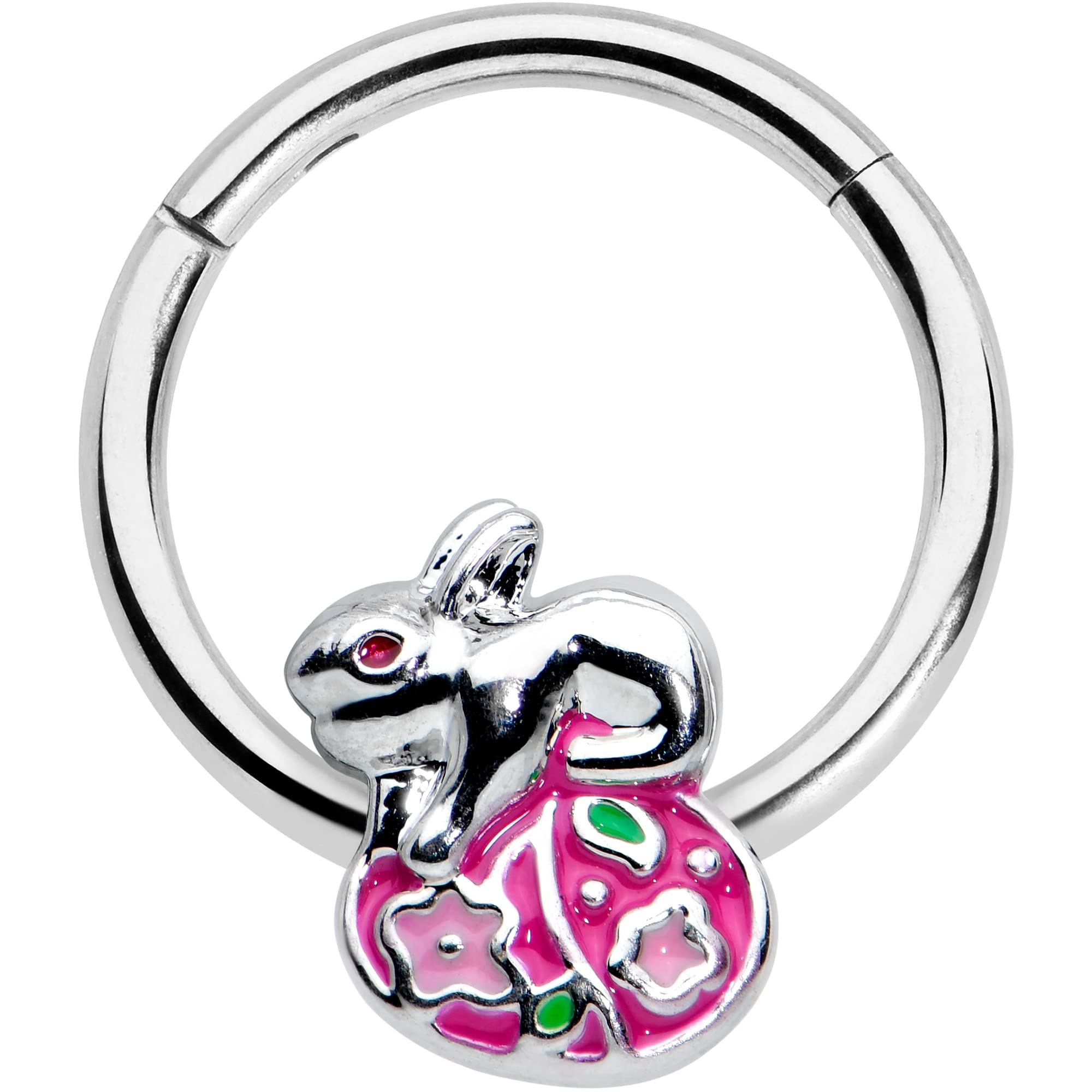 16G Steel Hinged Segment Ring - Seamless Cartilage Hoop for Women | Body Candy Nipple, Nose & Ear Piercing Jewelry | Perfect for Festive Occasions, Bunny Lovers & Everyday Wear